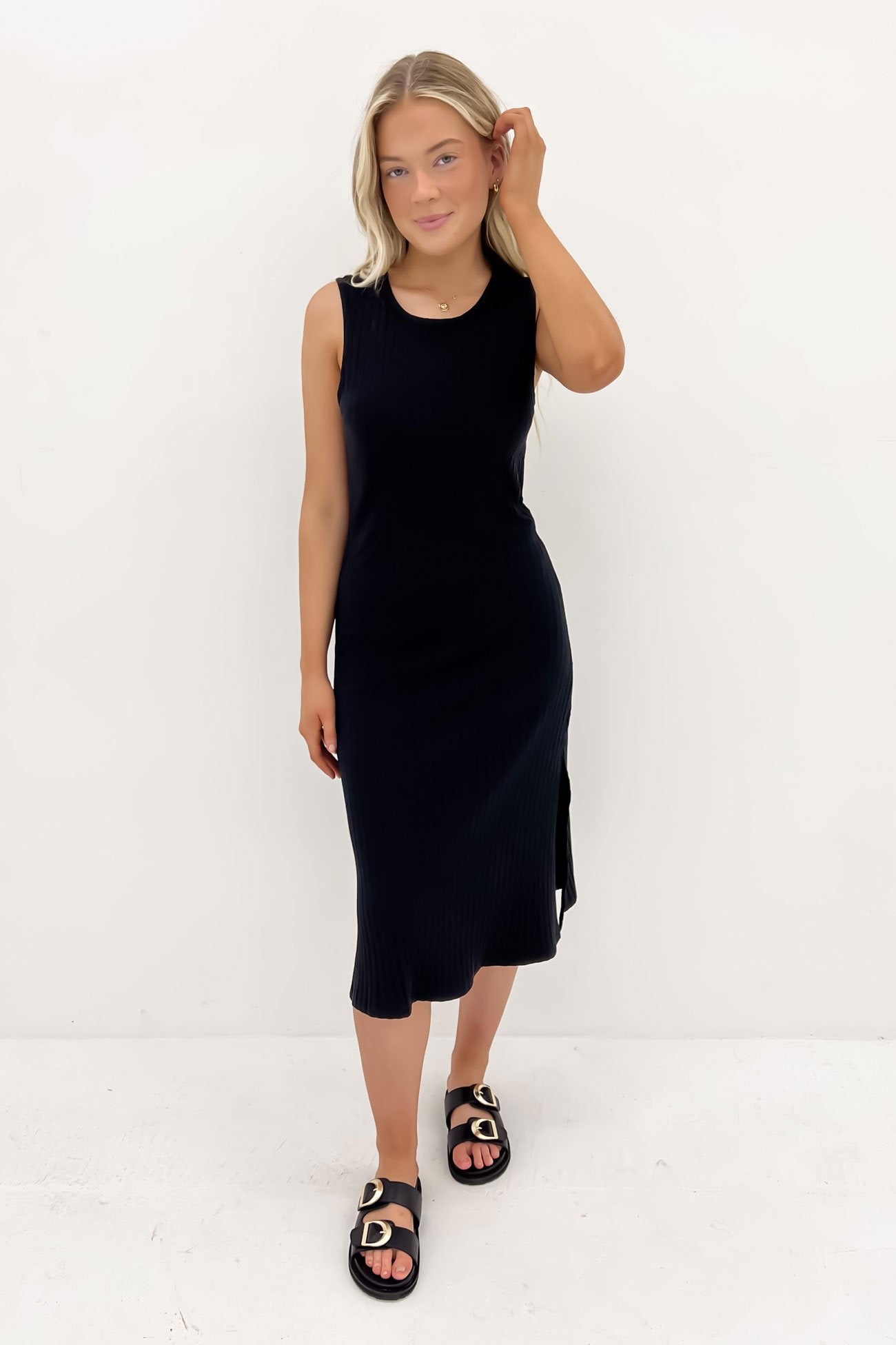 Amelie Rib Dress Black