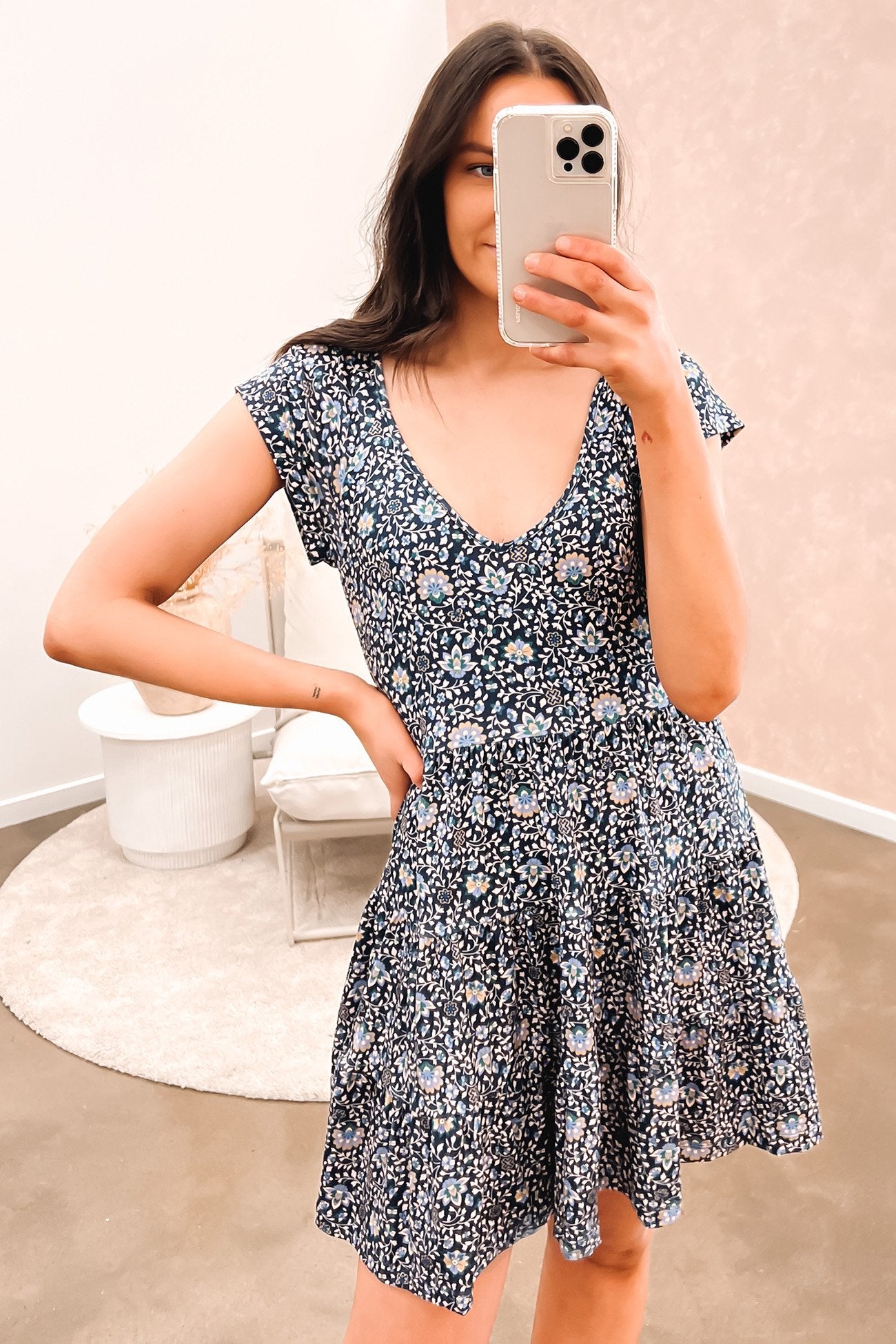 Andie Floral V Neck Dress Print