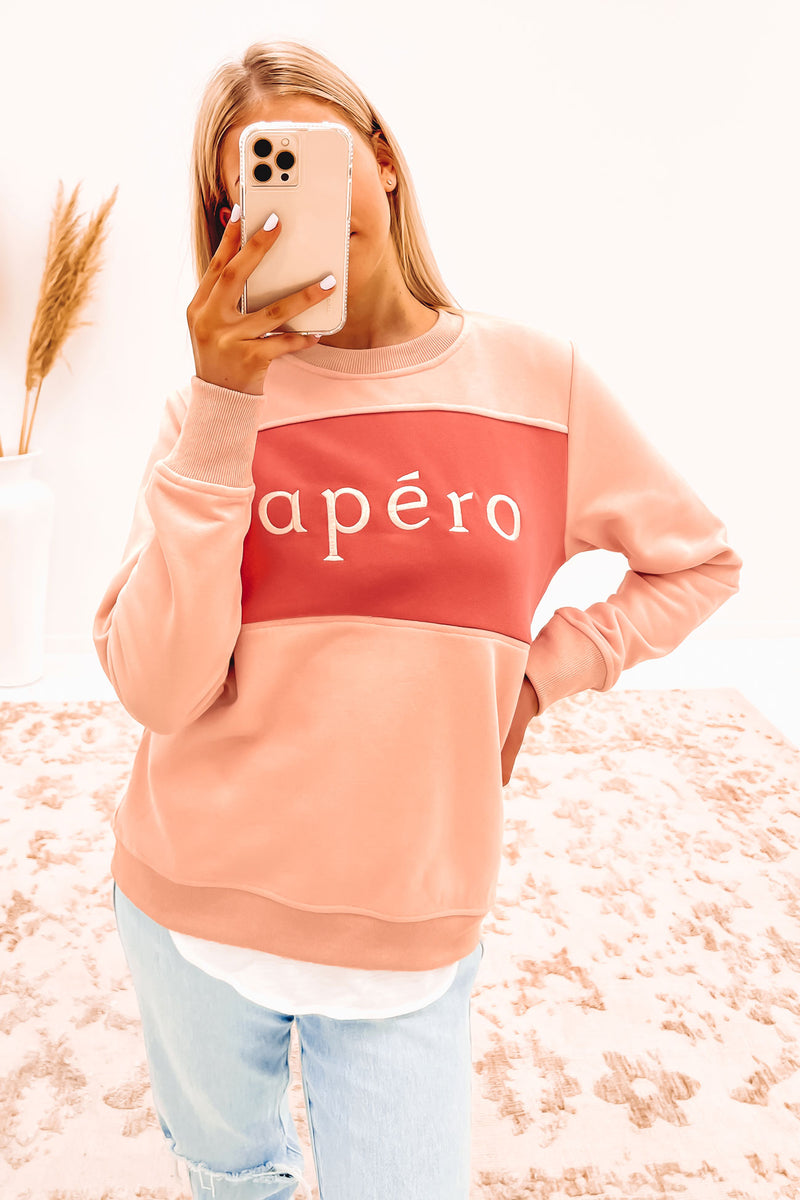 Apero Panel Embroidered Jumper Rose Pink