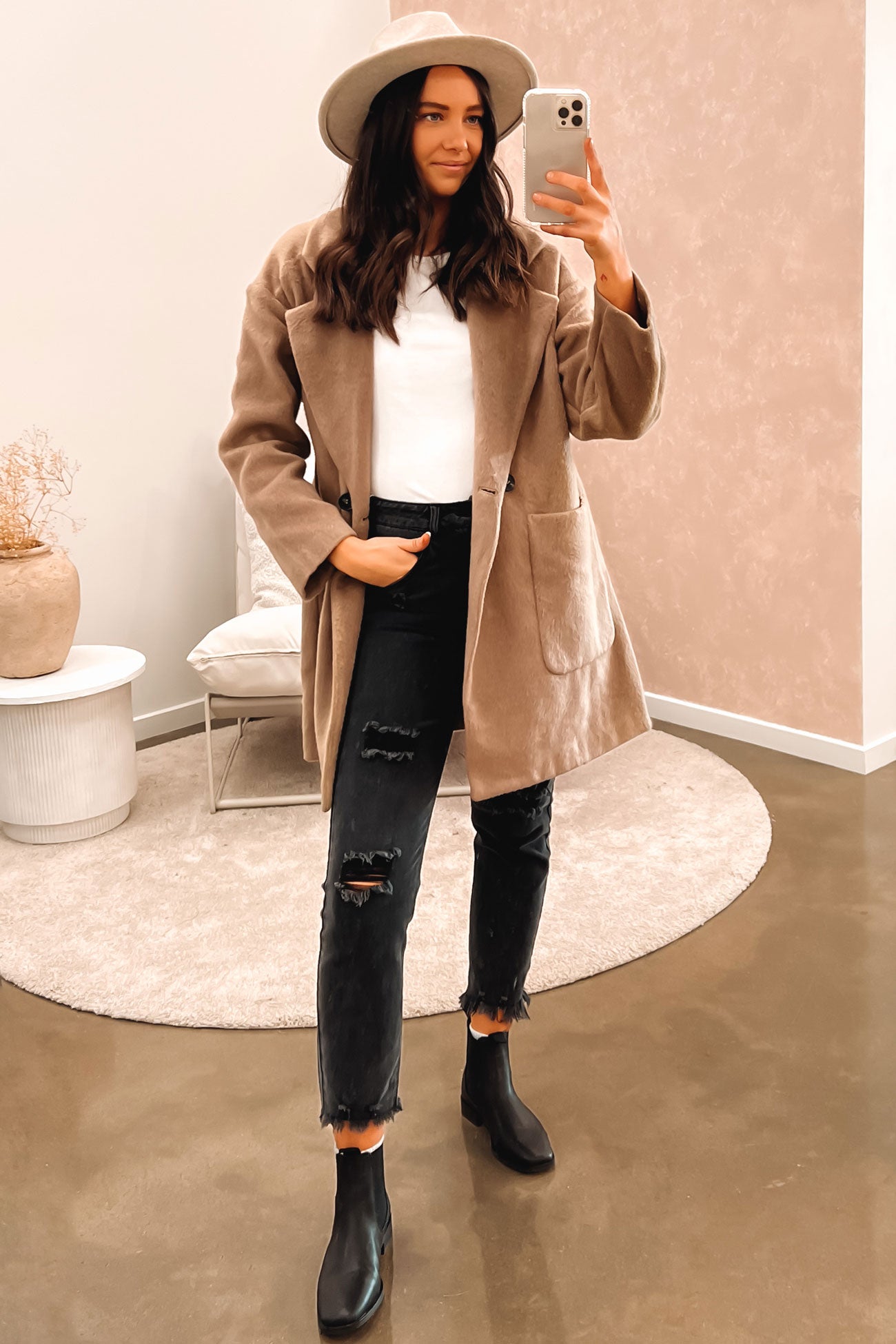 Arden Double Breasted Coat Tan