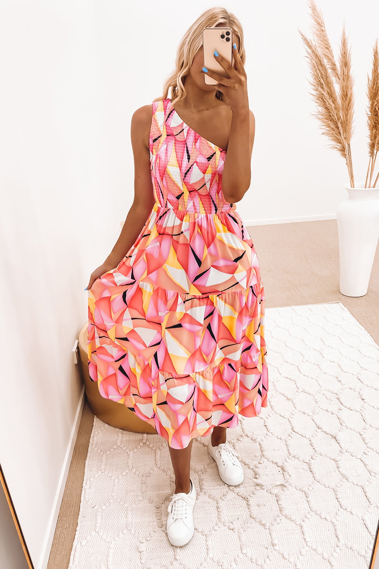 Ashton Midi Dress Pink Multi