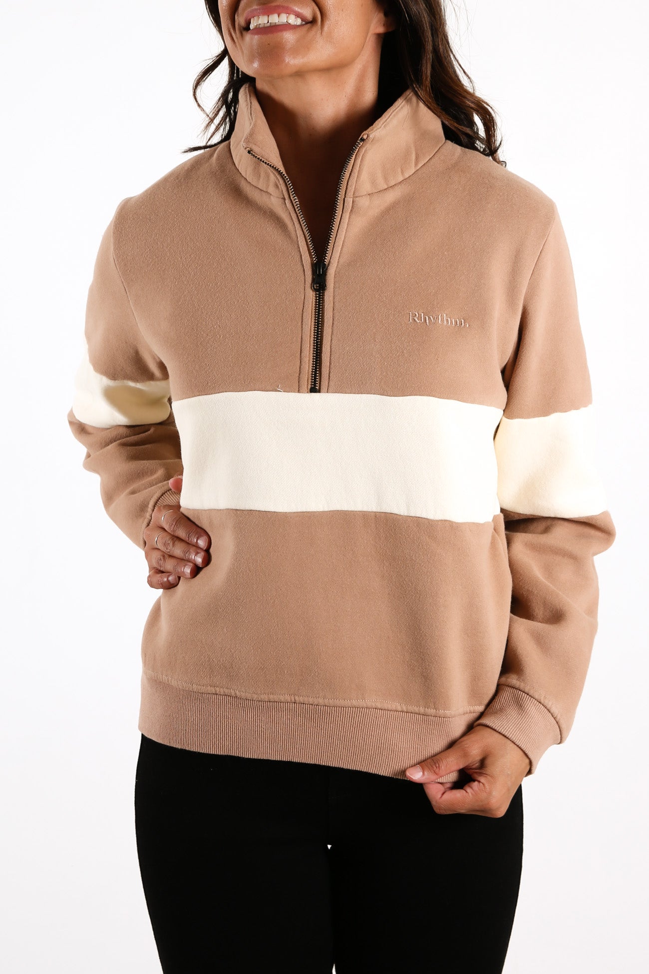 Astrid Half Zip Fleece Retro Stripe Rust