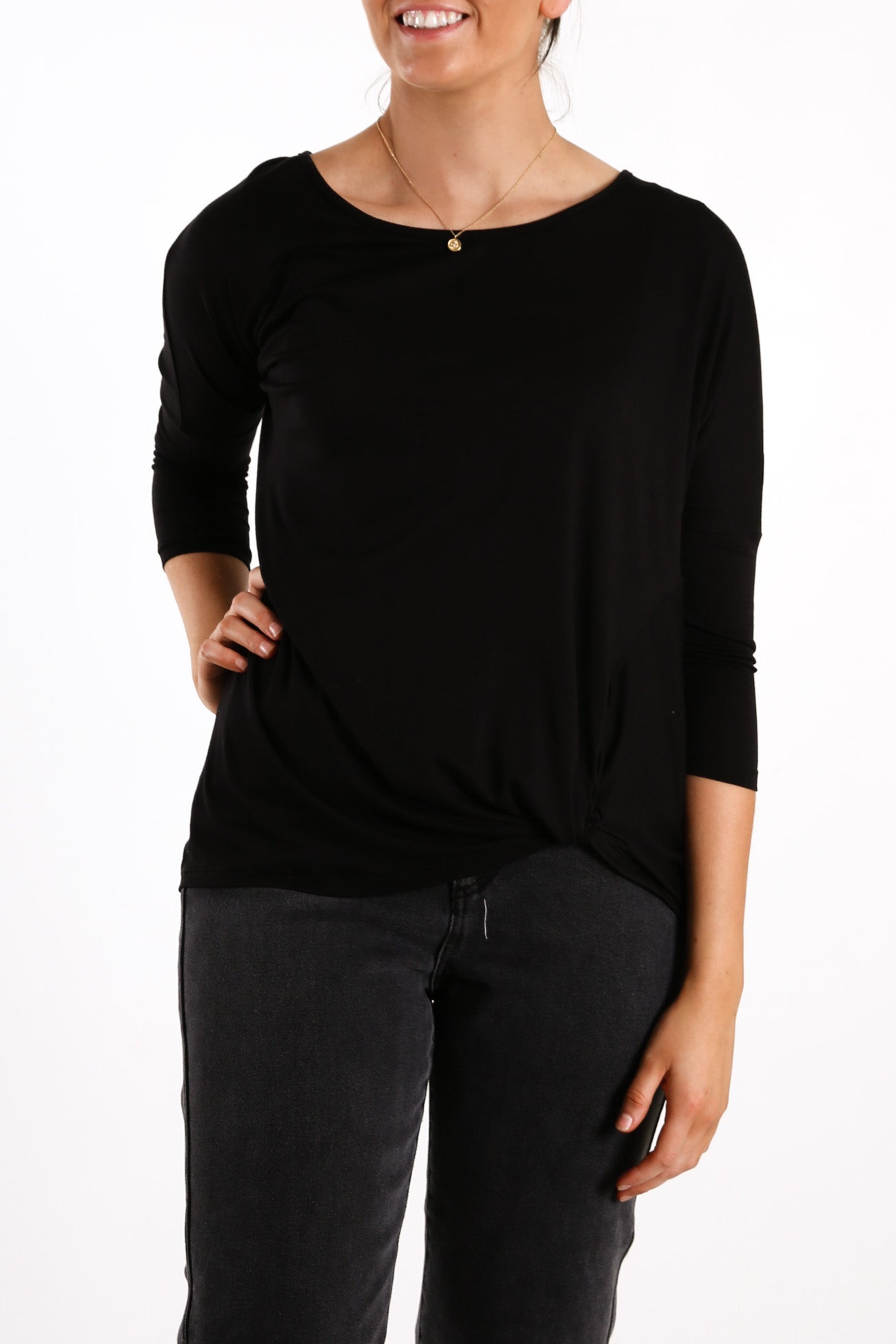 Atlanta 3/4 Sleeve Top Black