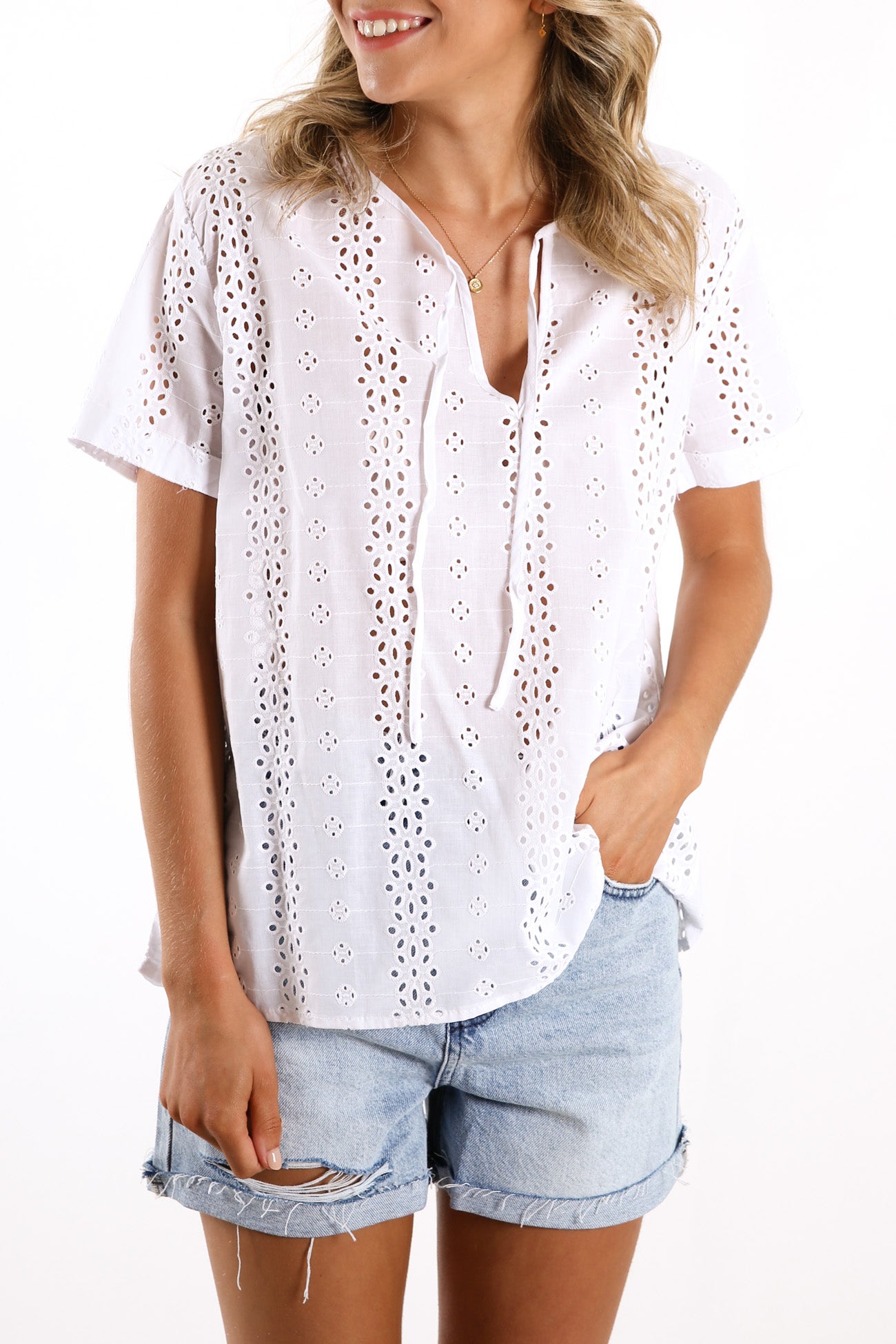 Aubri Top White