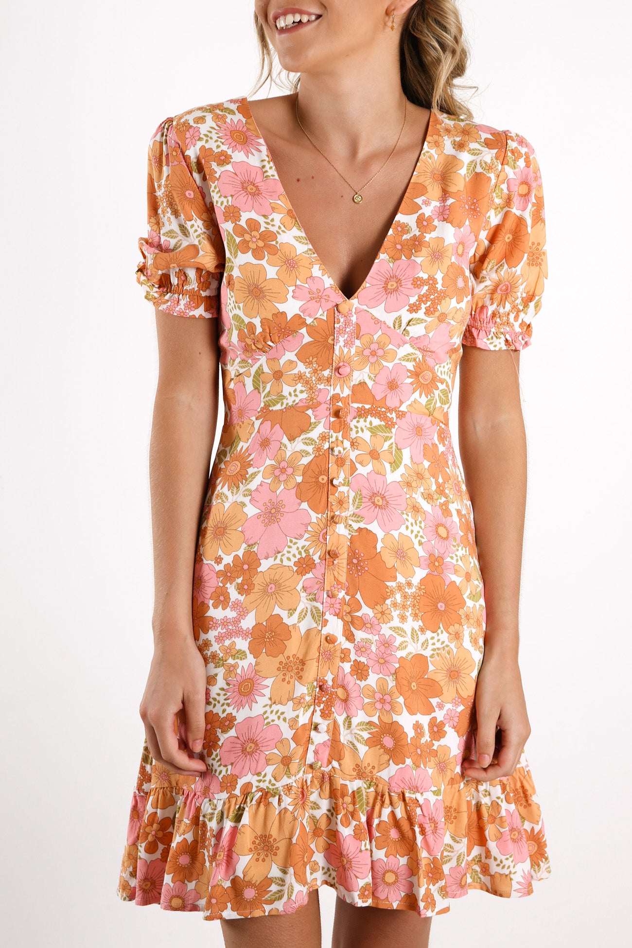 Audrey Dress Orange Floral