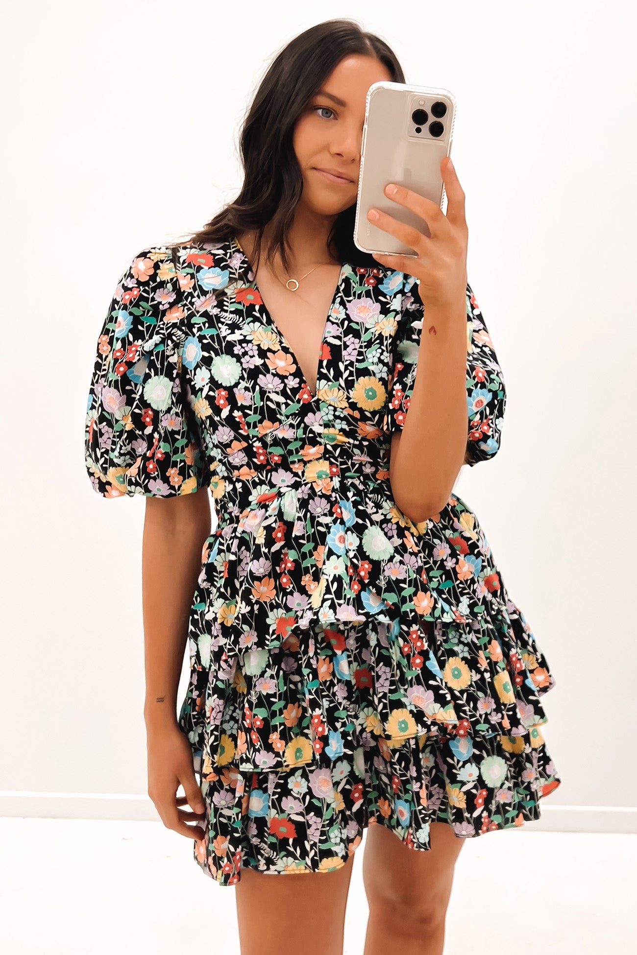 Austin Mini Dress Black Floral