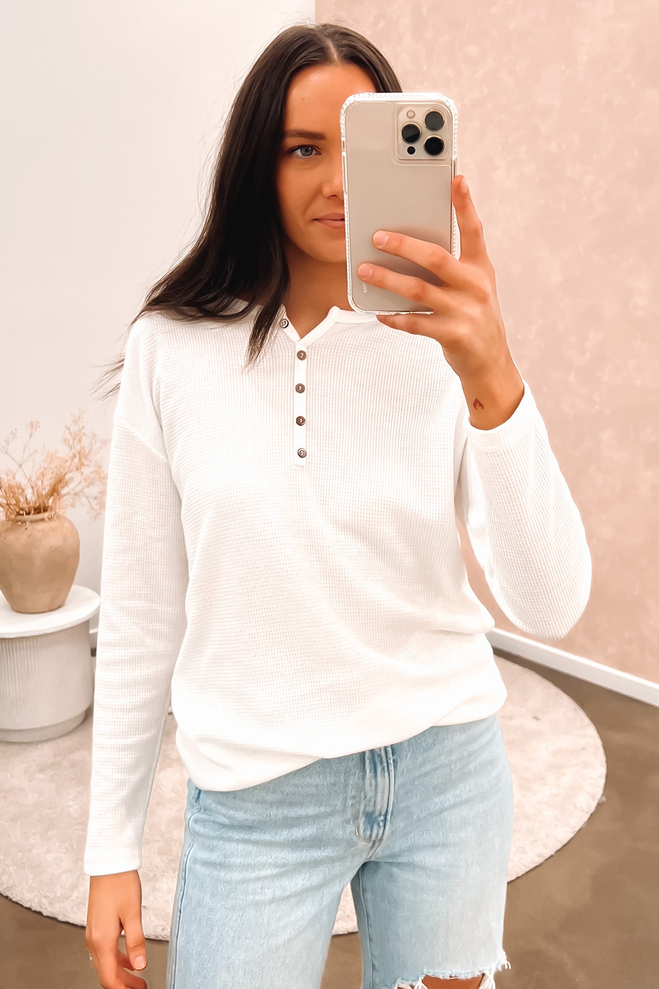 Avery Long Sleeve Top White