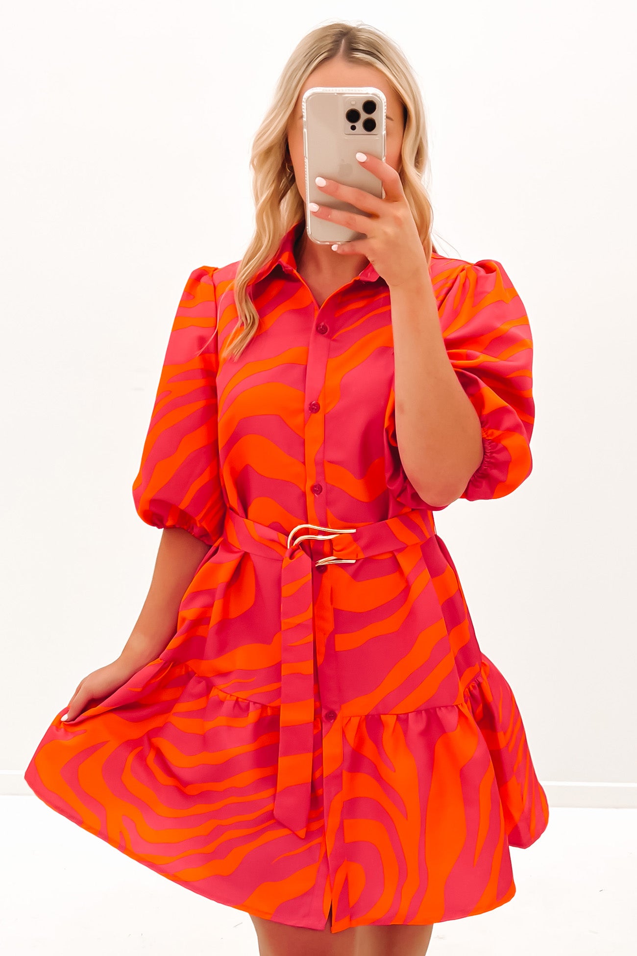 Ayden Mini Dress Zebra Pink Orange