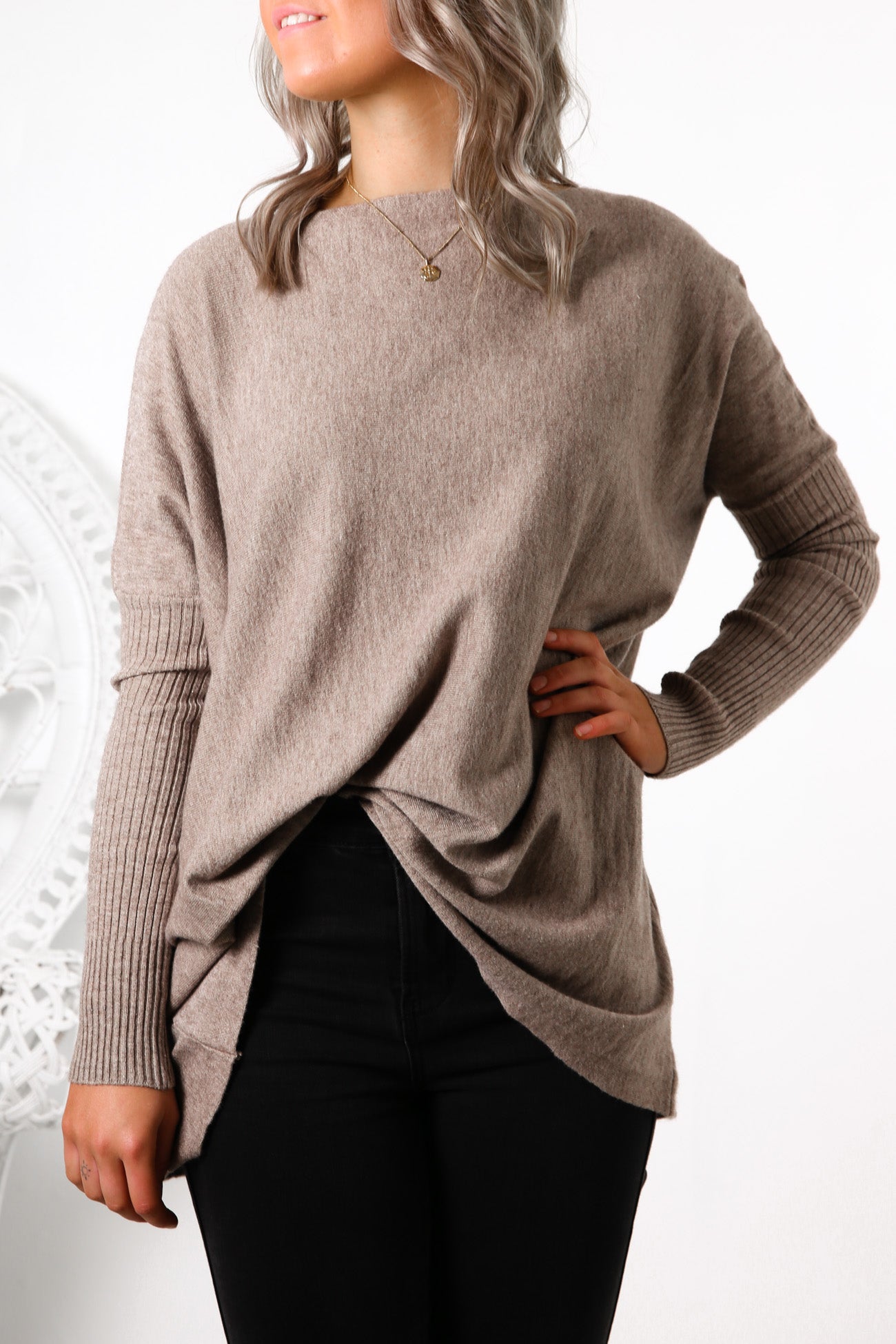 Aziza Ribbed Knit Jumper Caramel