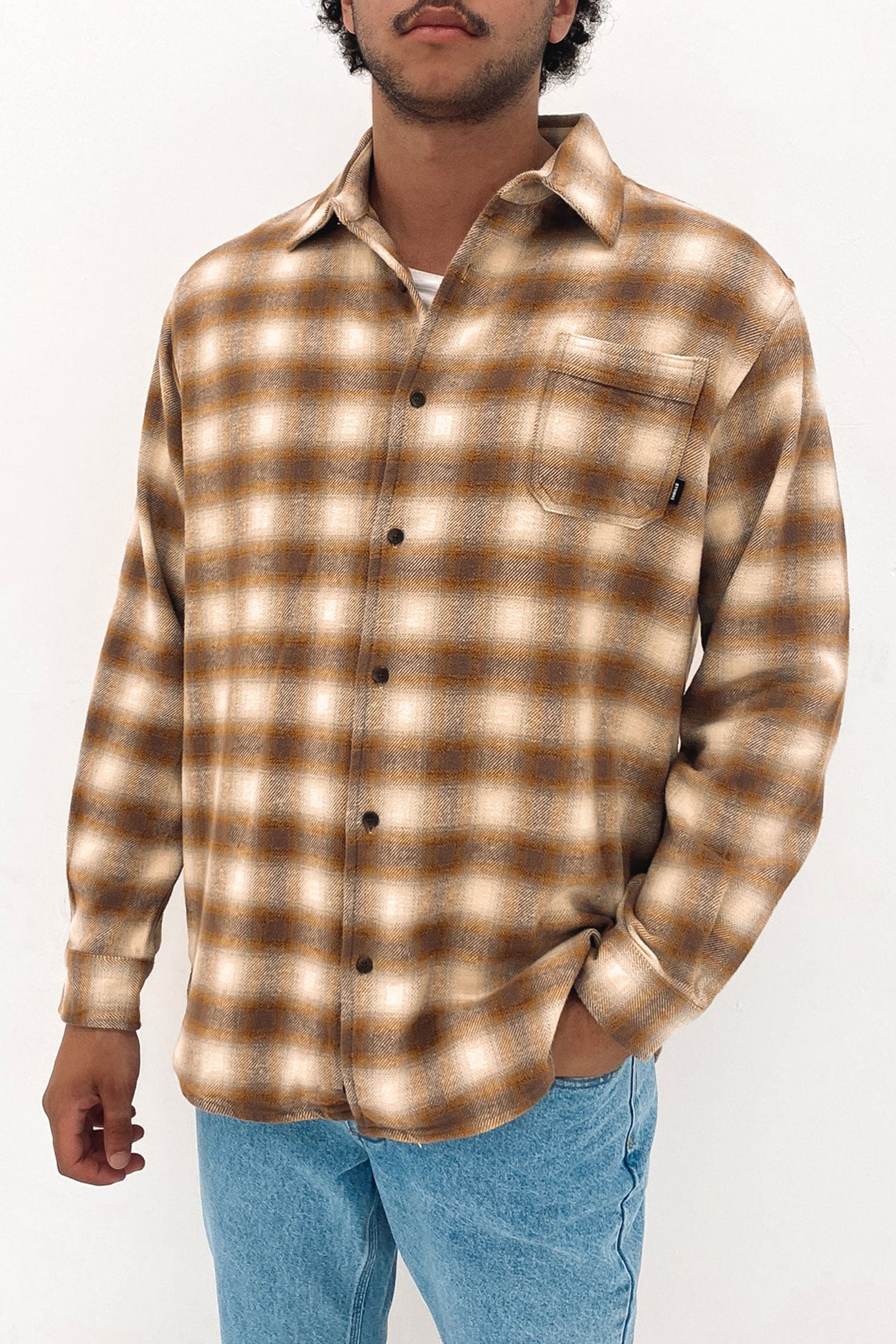 Barrio Long Sleeve Flannel Shirt Stone