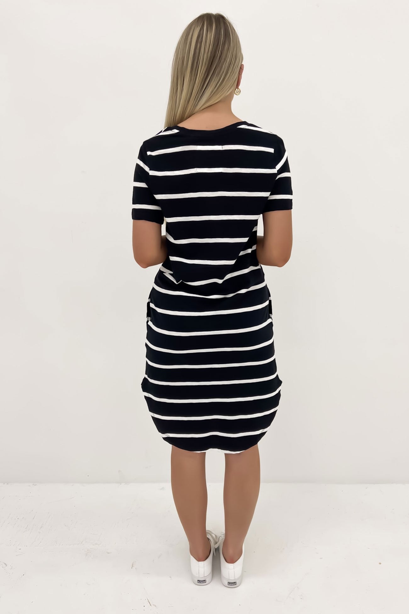 Bay Stripe Dress Black White Stripe