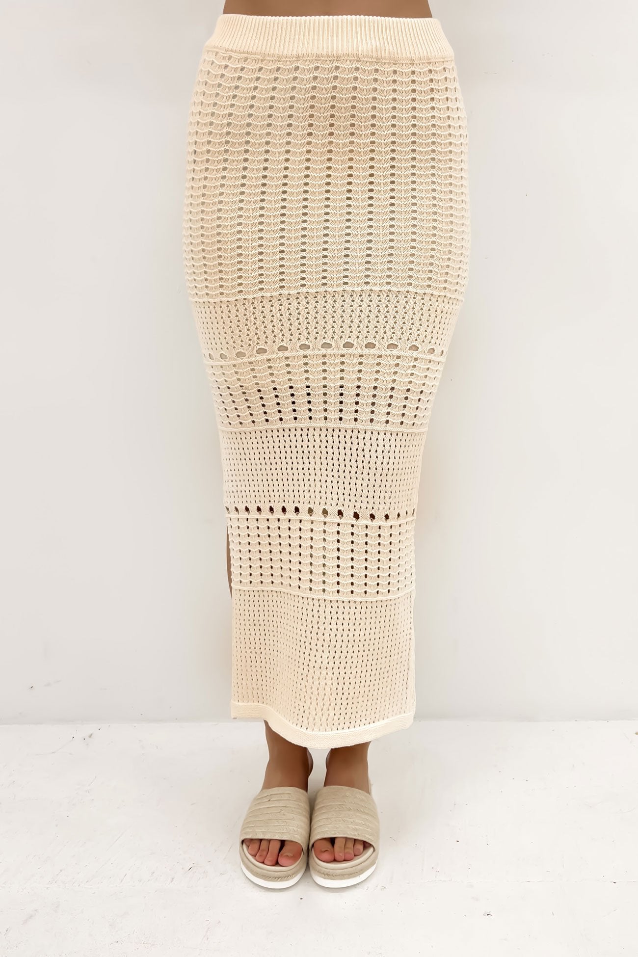 Baylor Crochet Maxi Skirt Cream