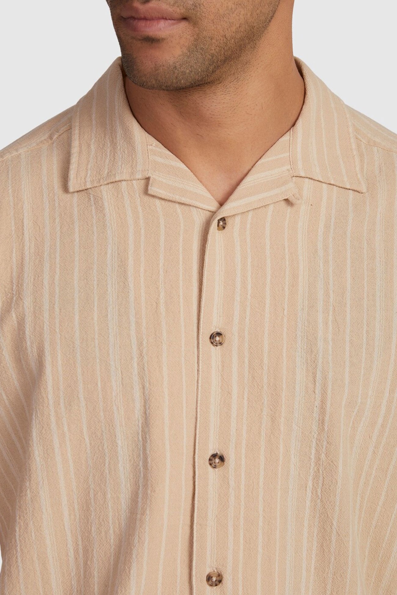 Beat Stripe Short Sleeve Shirt Stone