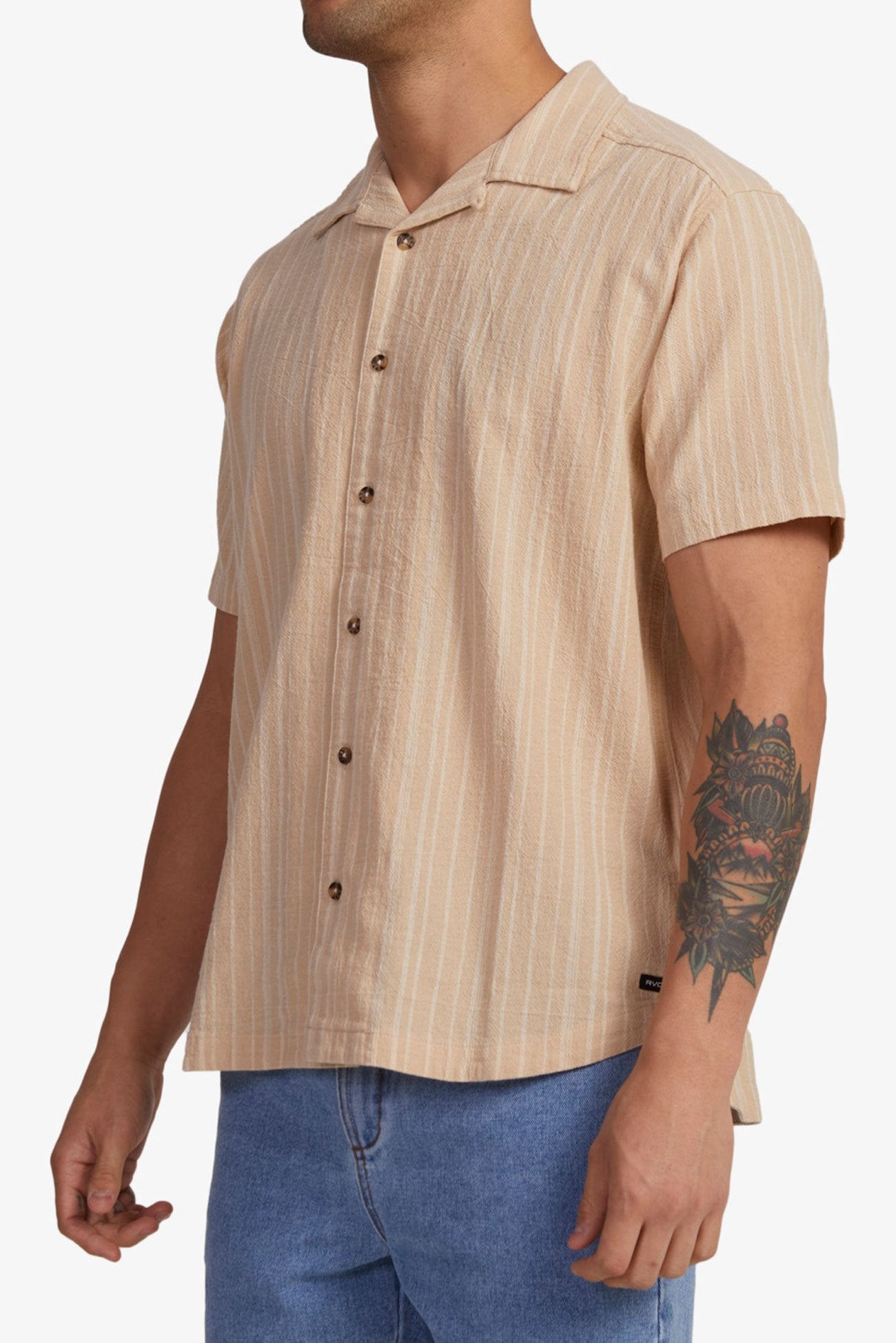 Beat Stripe Short Sleeve Shirt Stone