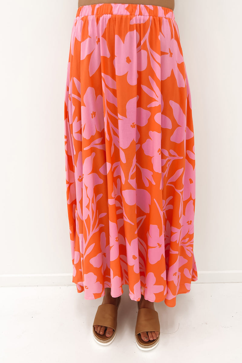 Orange and clearance pink midi skirt