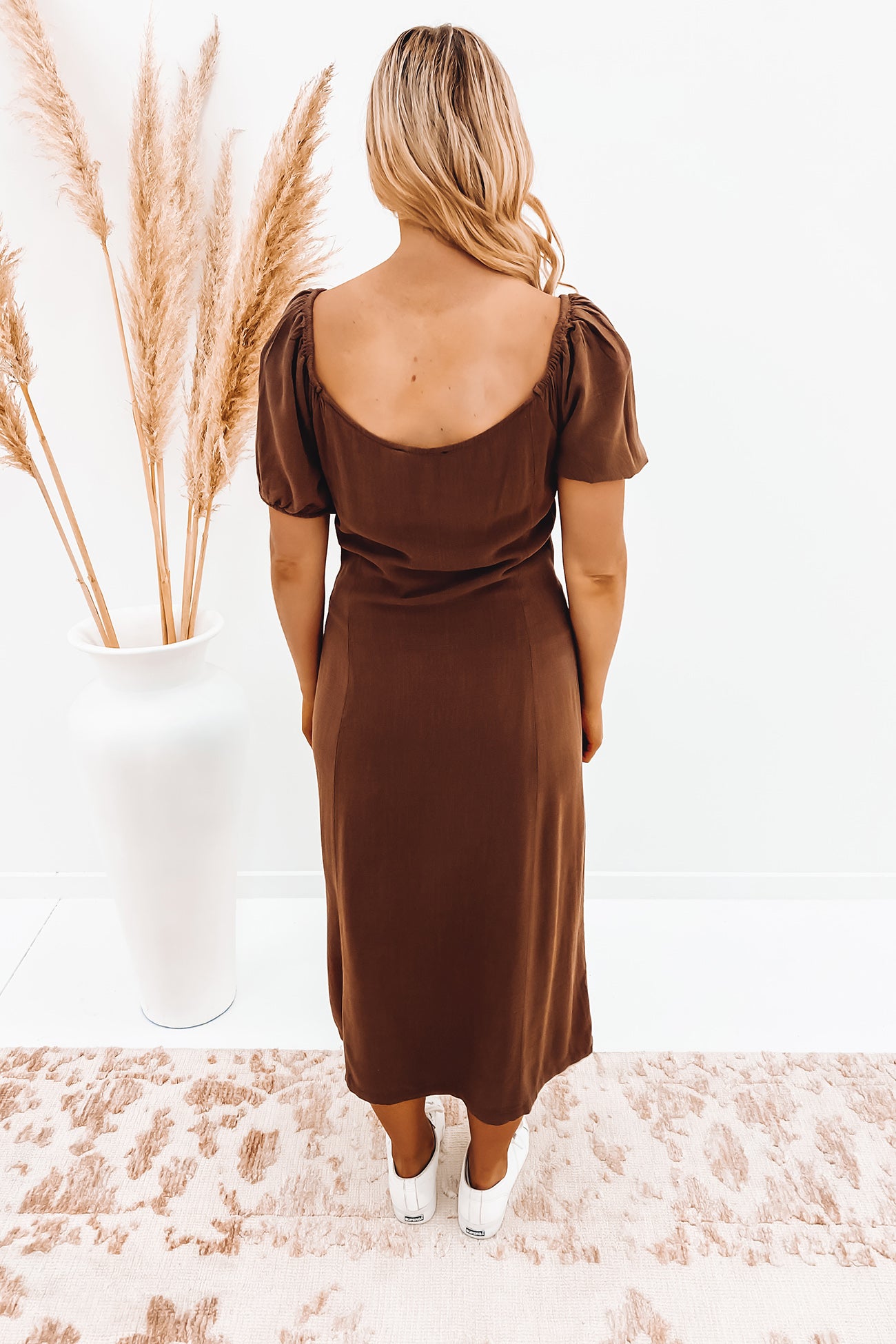 Bella Midi Dress Brown