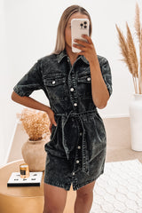 Belted jean dress best sale