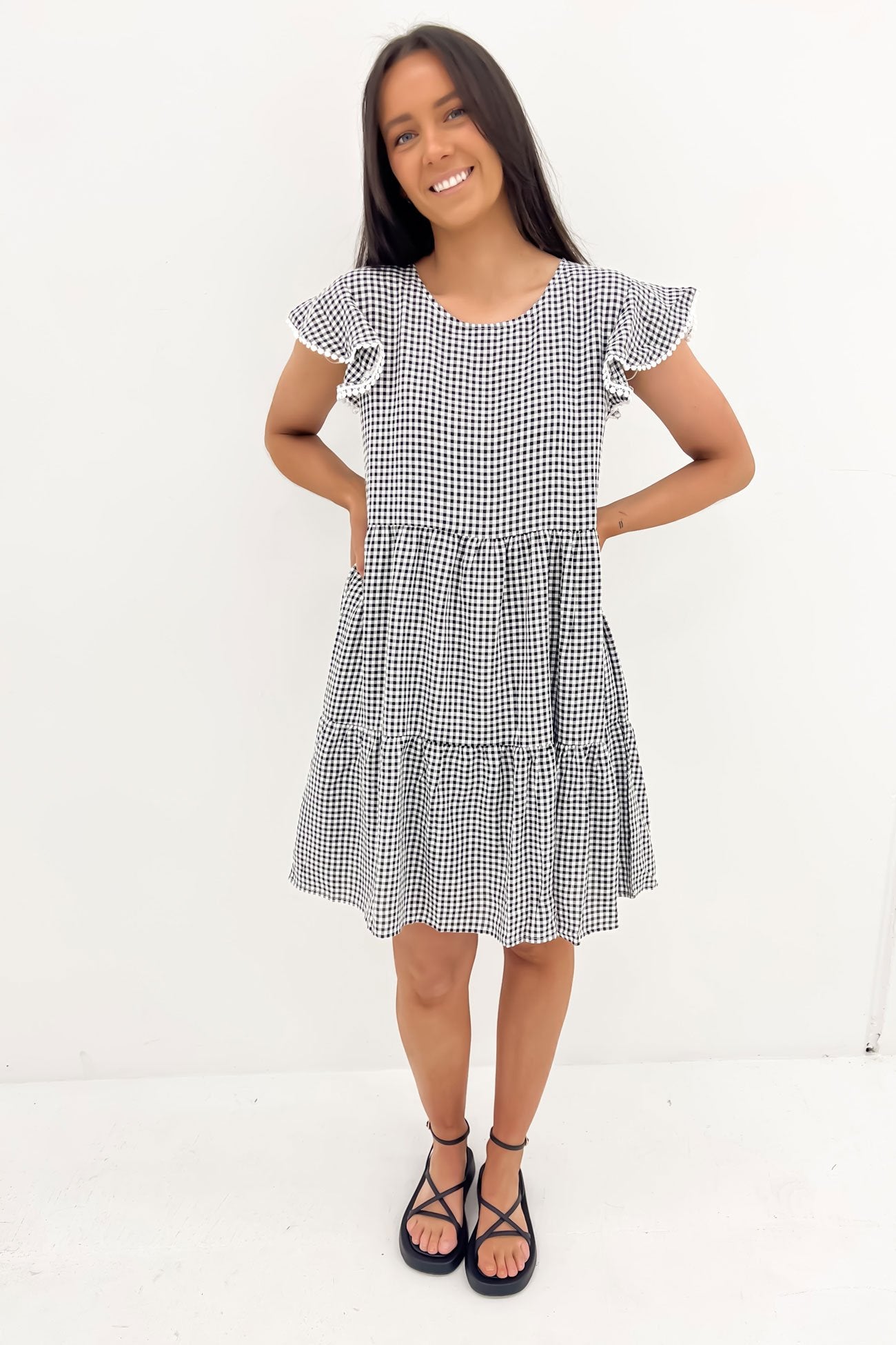 Bennie Mini Dress Black Gingham