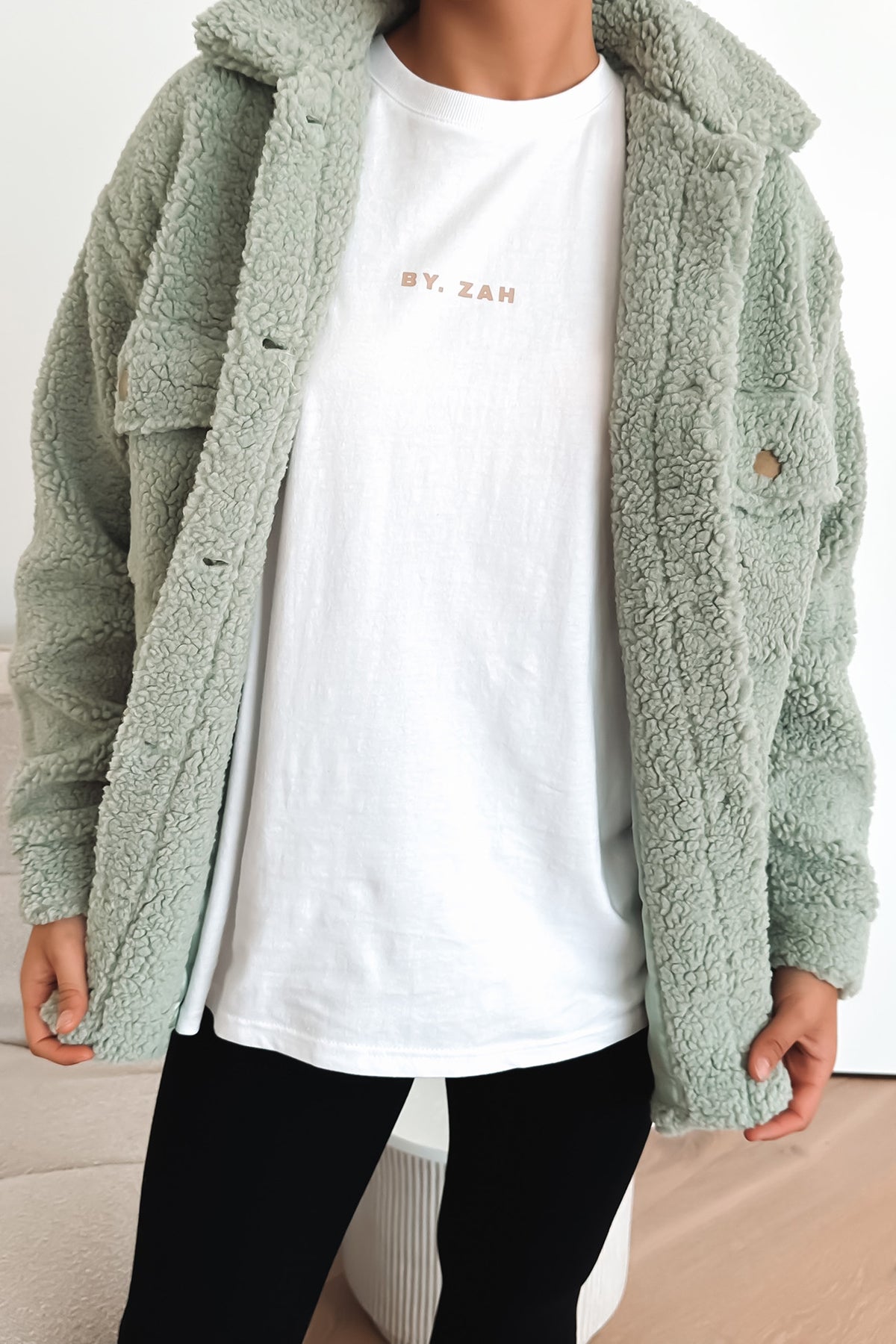 Green sherpa sale jacket women's