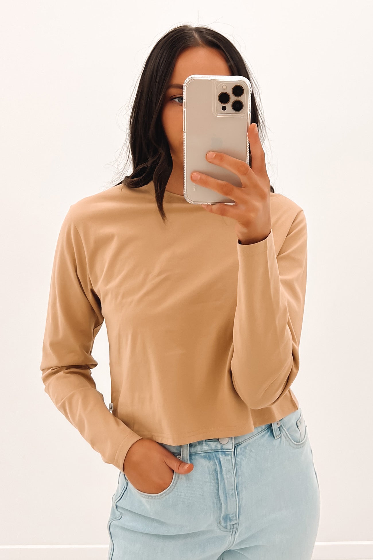 Blanks Long Sleeve Baby Tee Pale Mustard