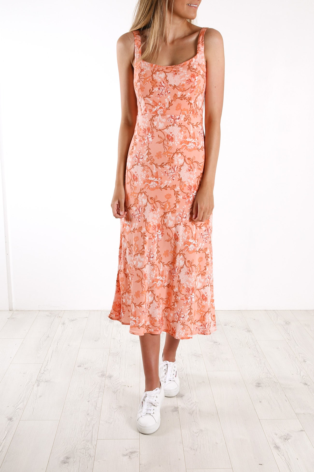 Blossom Midi Dress Peach