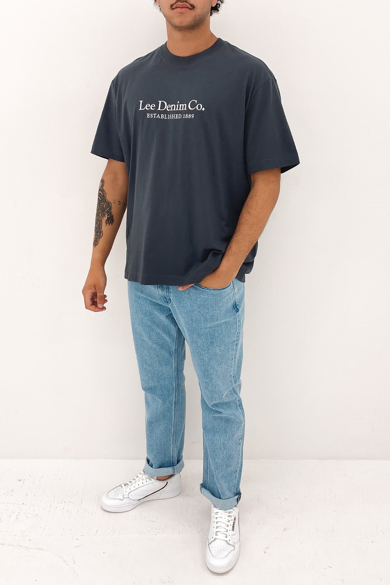 Denim Co Boxed Tee Concrete Navy