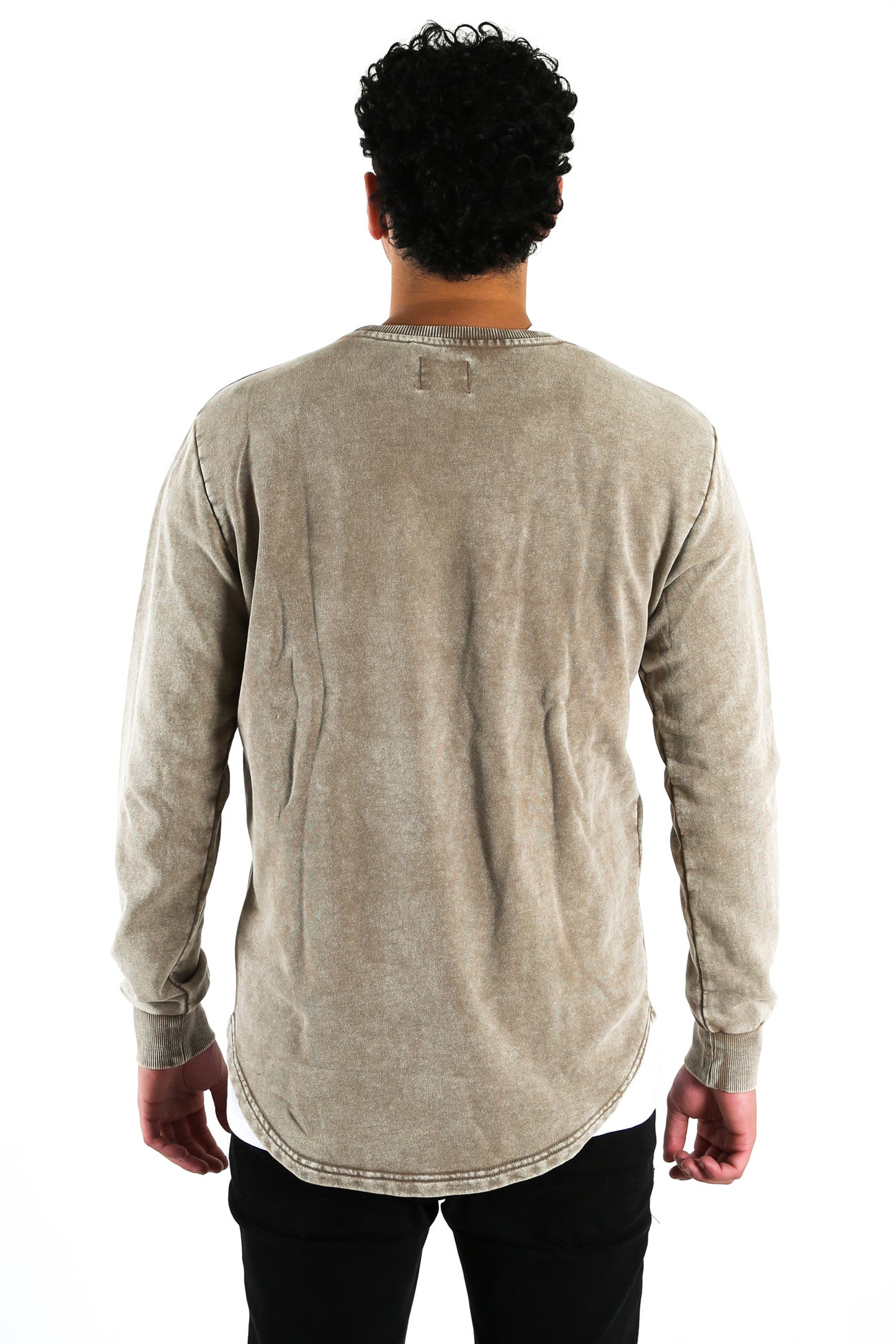 Curved Hem Crew Brown