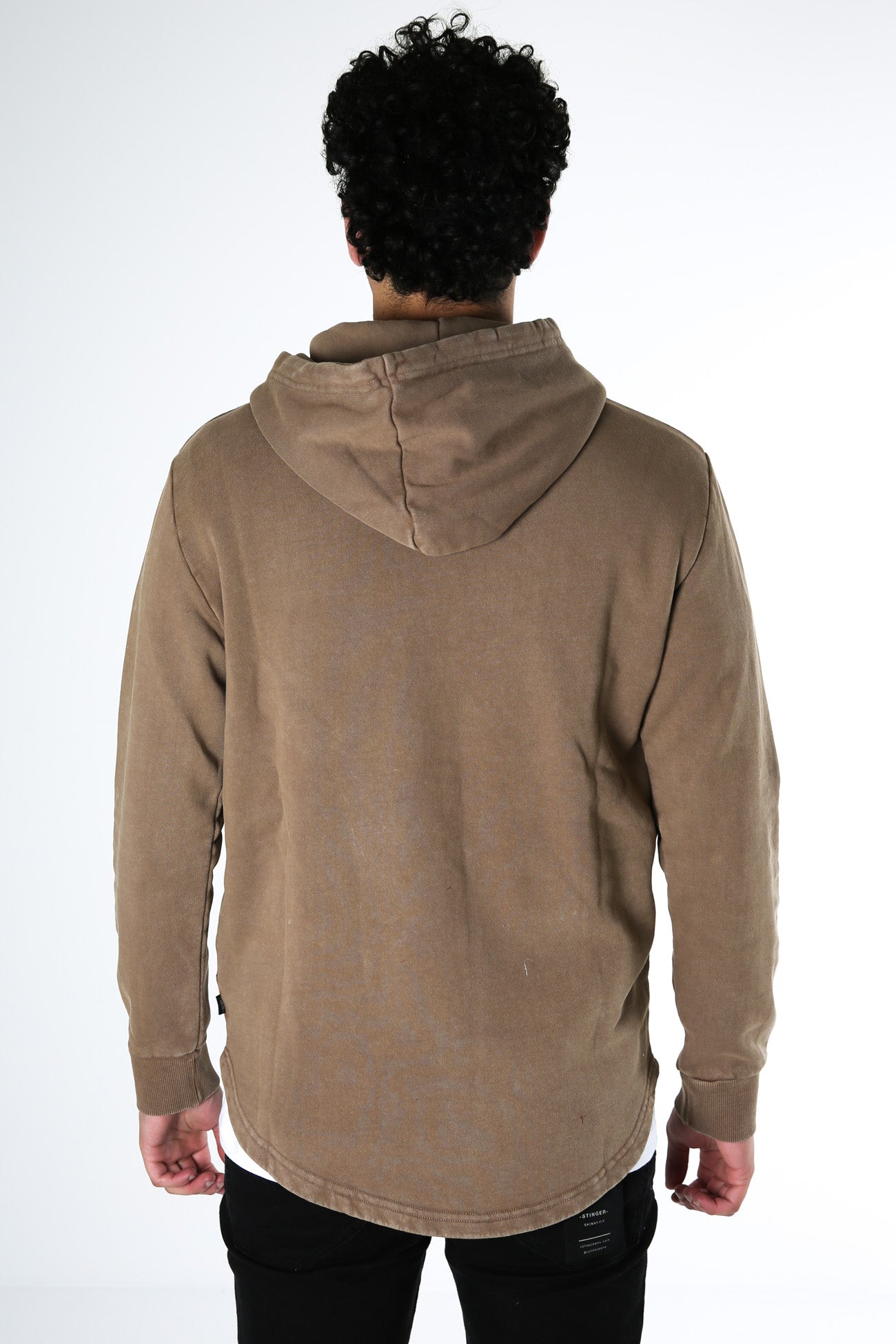 Curved Hem Hoody Brown