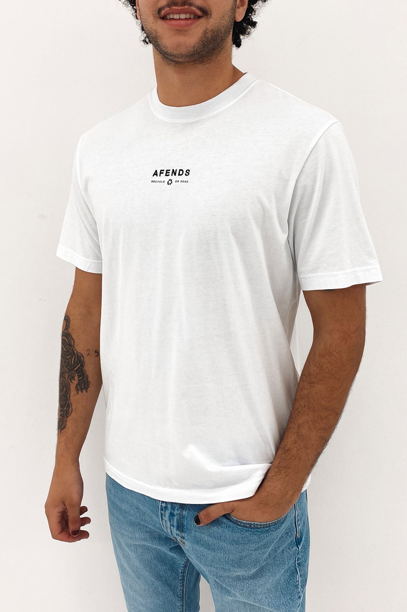 Calico Recycled Retro Fit Tee White