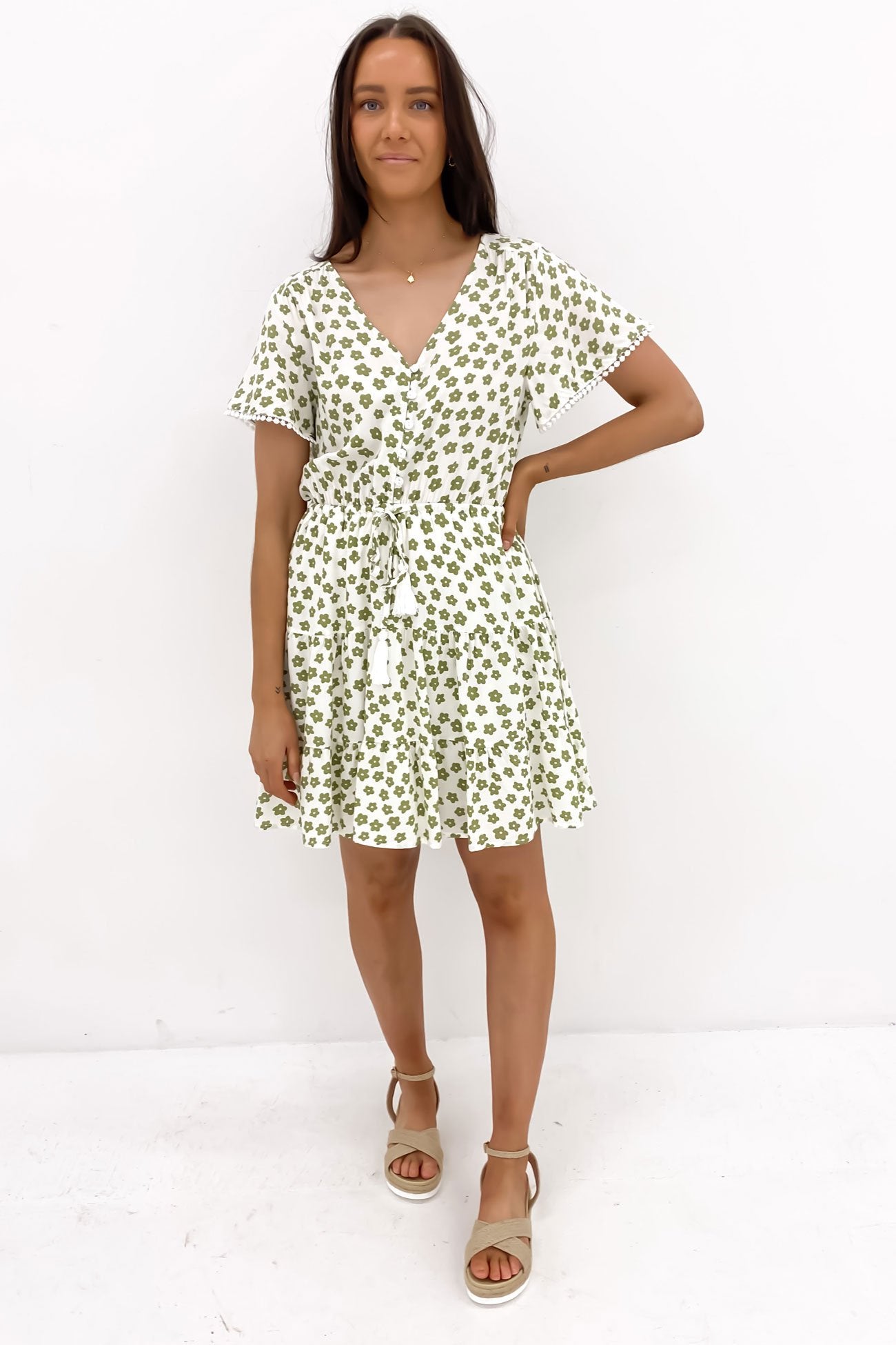 Cammie Mini Dress Green Daisy