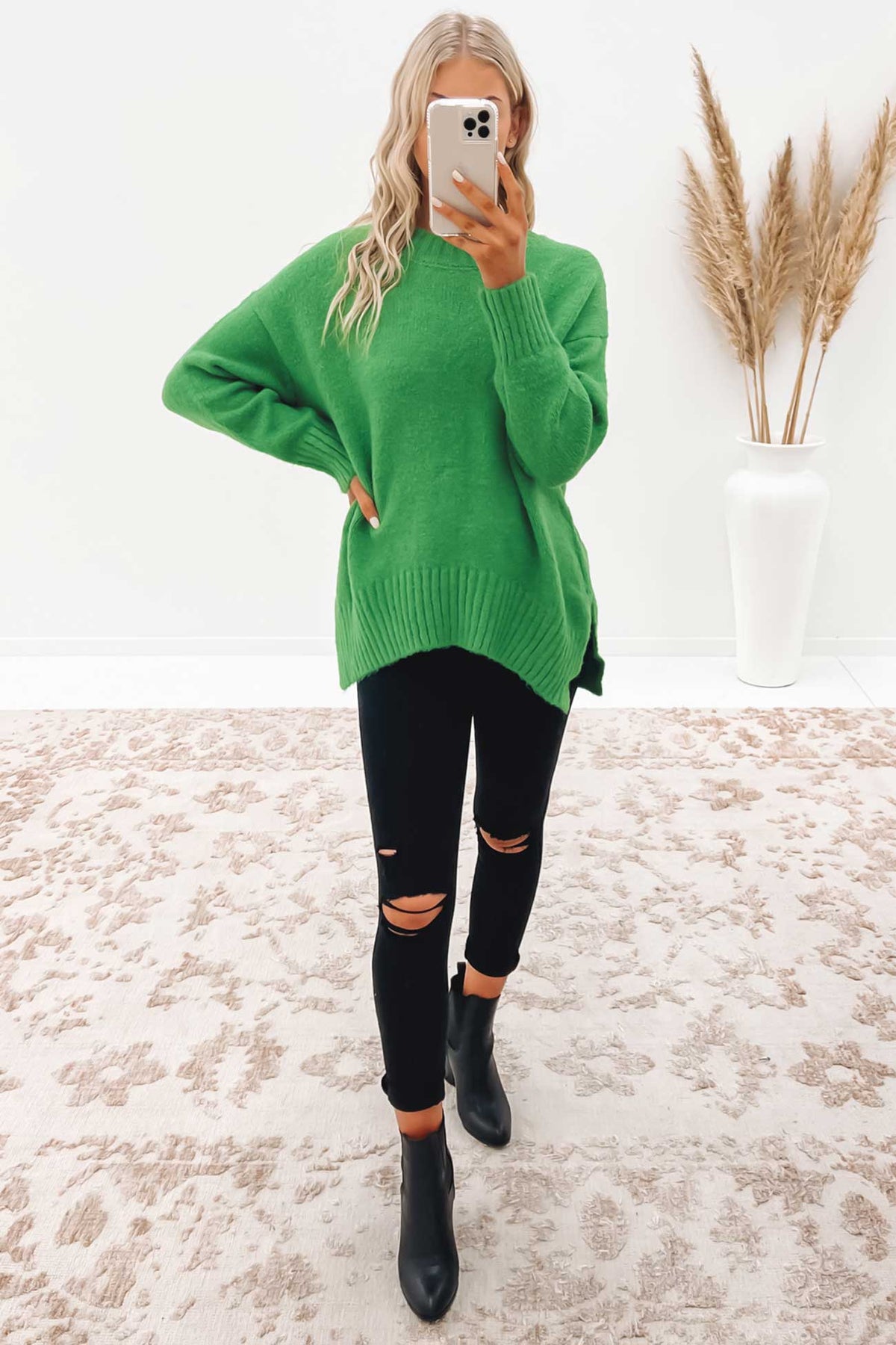 Green hot sale sweater top