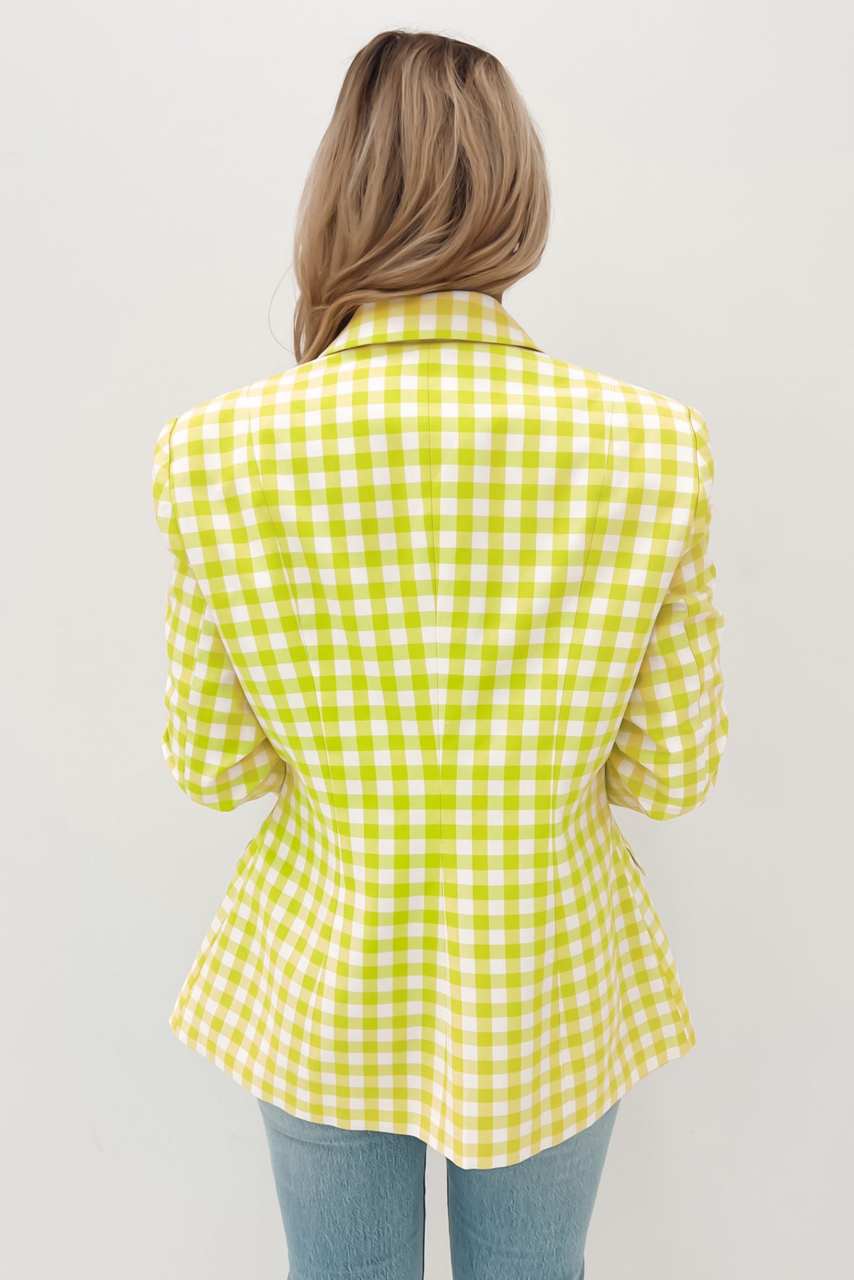 Checked hot sale yellow blazer