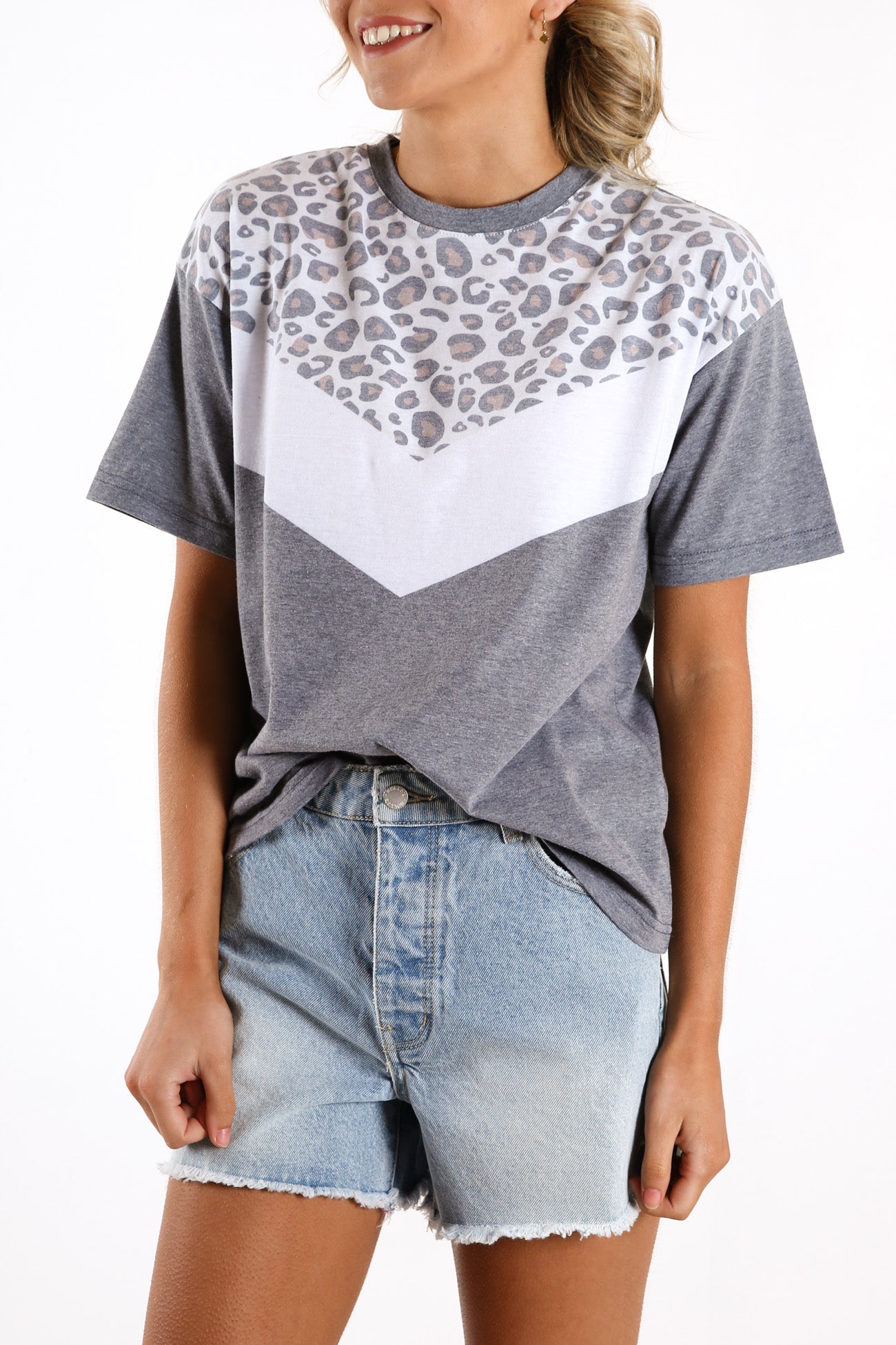 Cheetah Chevron Tee Washed Black