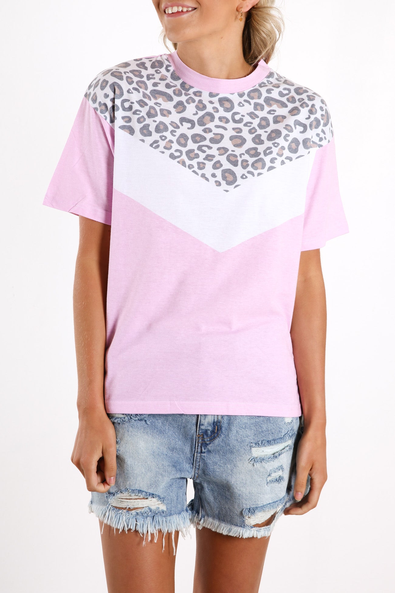 Cheetah Chevron Tee Pink