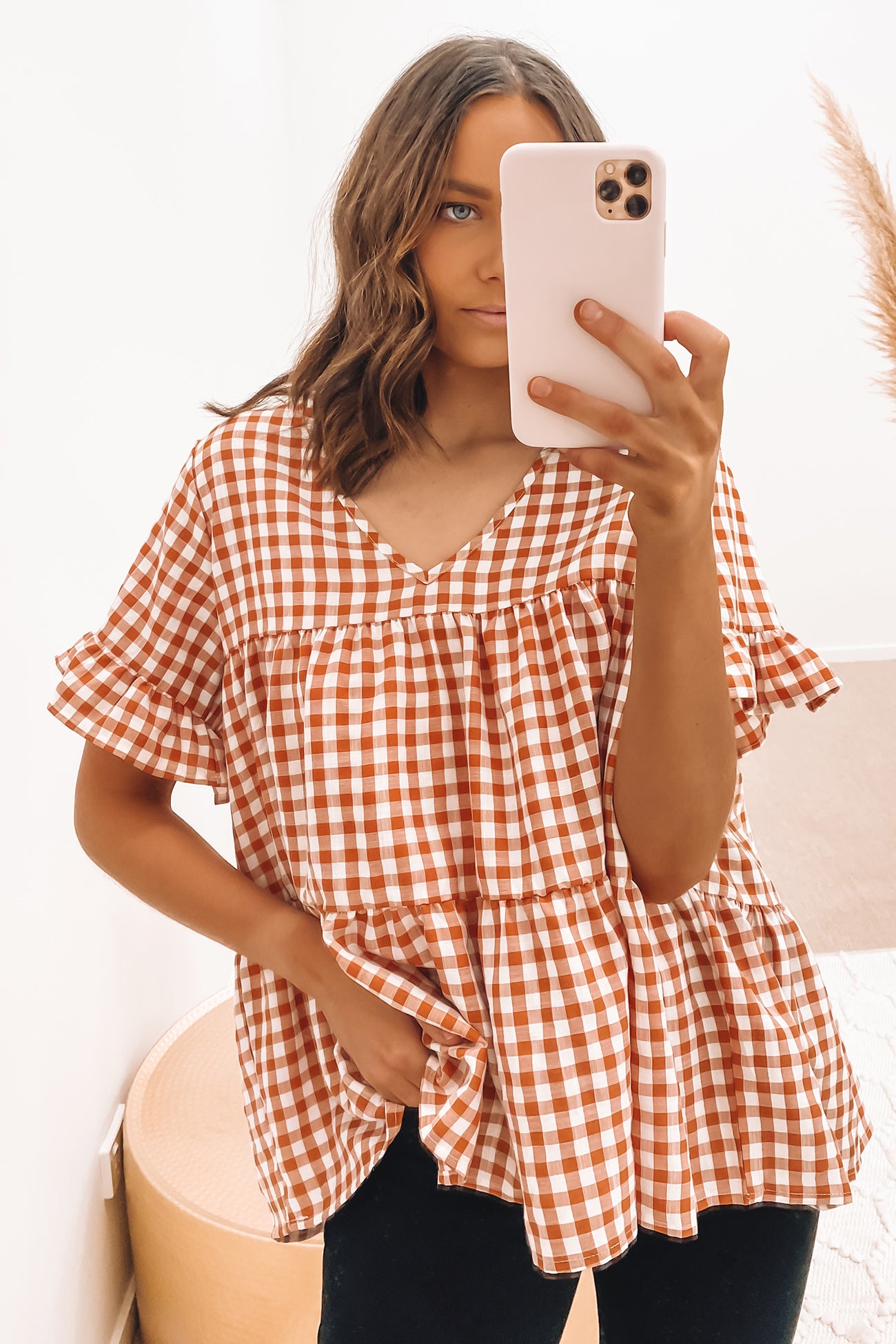 Colson Top Rust Gingham