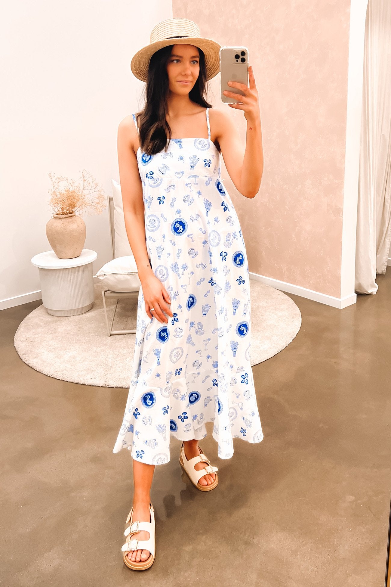 Courtney Midi Dress White Blue