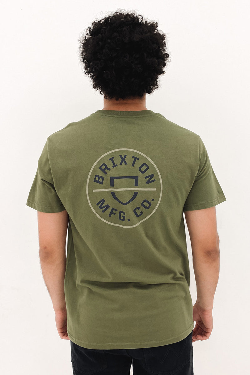 Crest II Short Sleeve Standard Tee Olive Surplus Washed Navy Sand