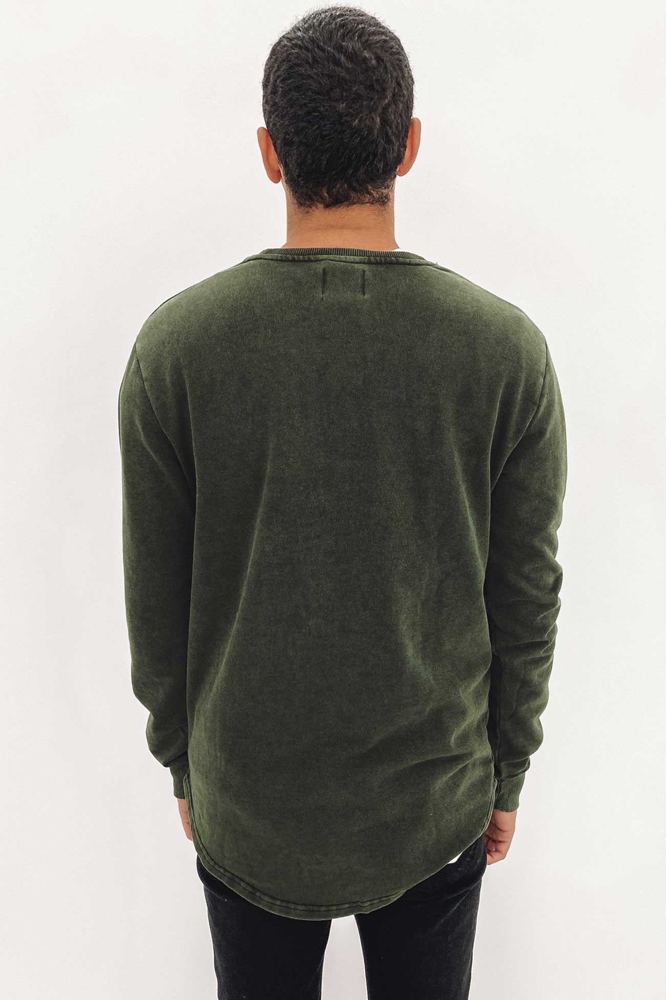 Curved Hem Crew Bottle Green