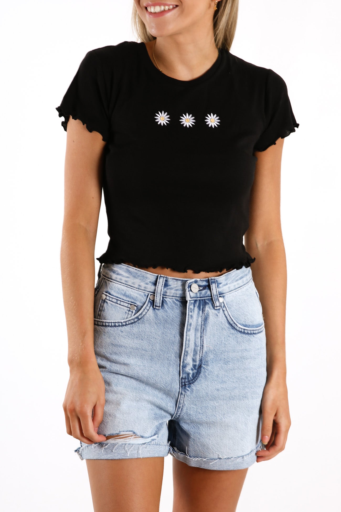 Daisy Days Tee Black