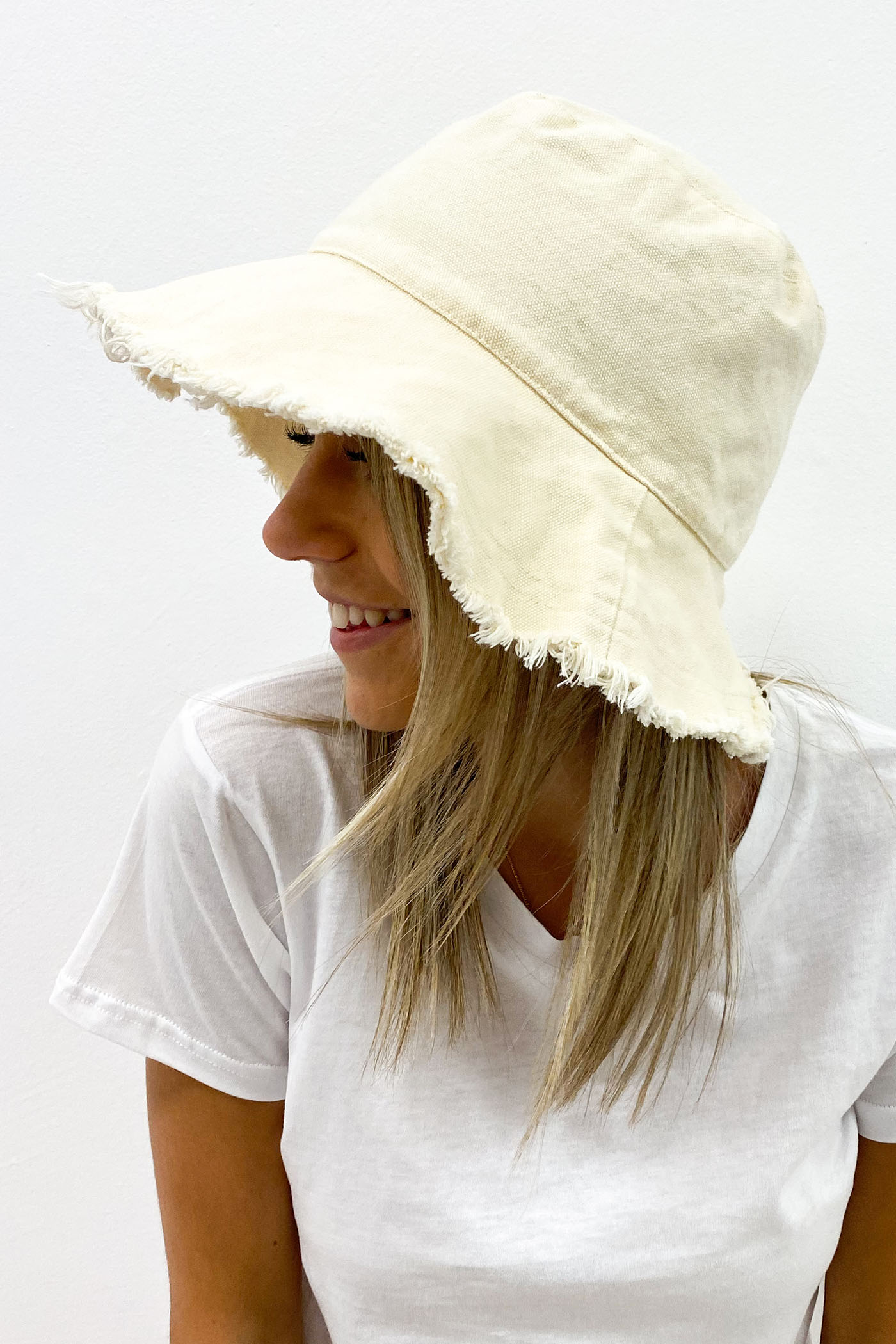 Darcy Frayed Canvas Bucket Hat