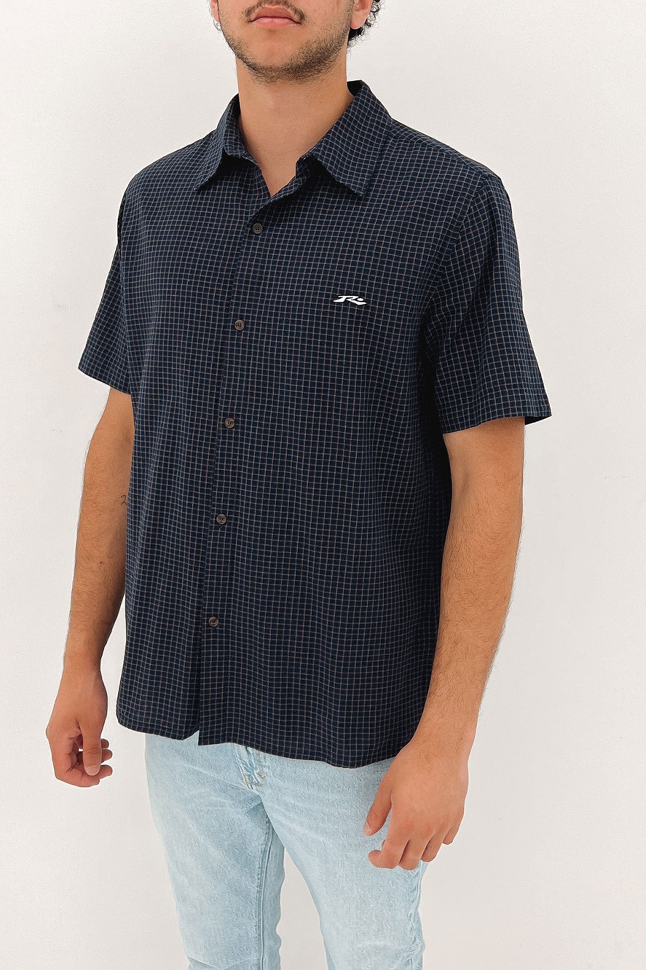 Datsun Check Shirt Navy Blue