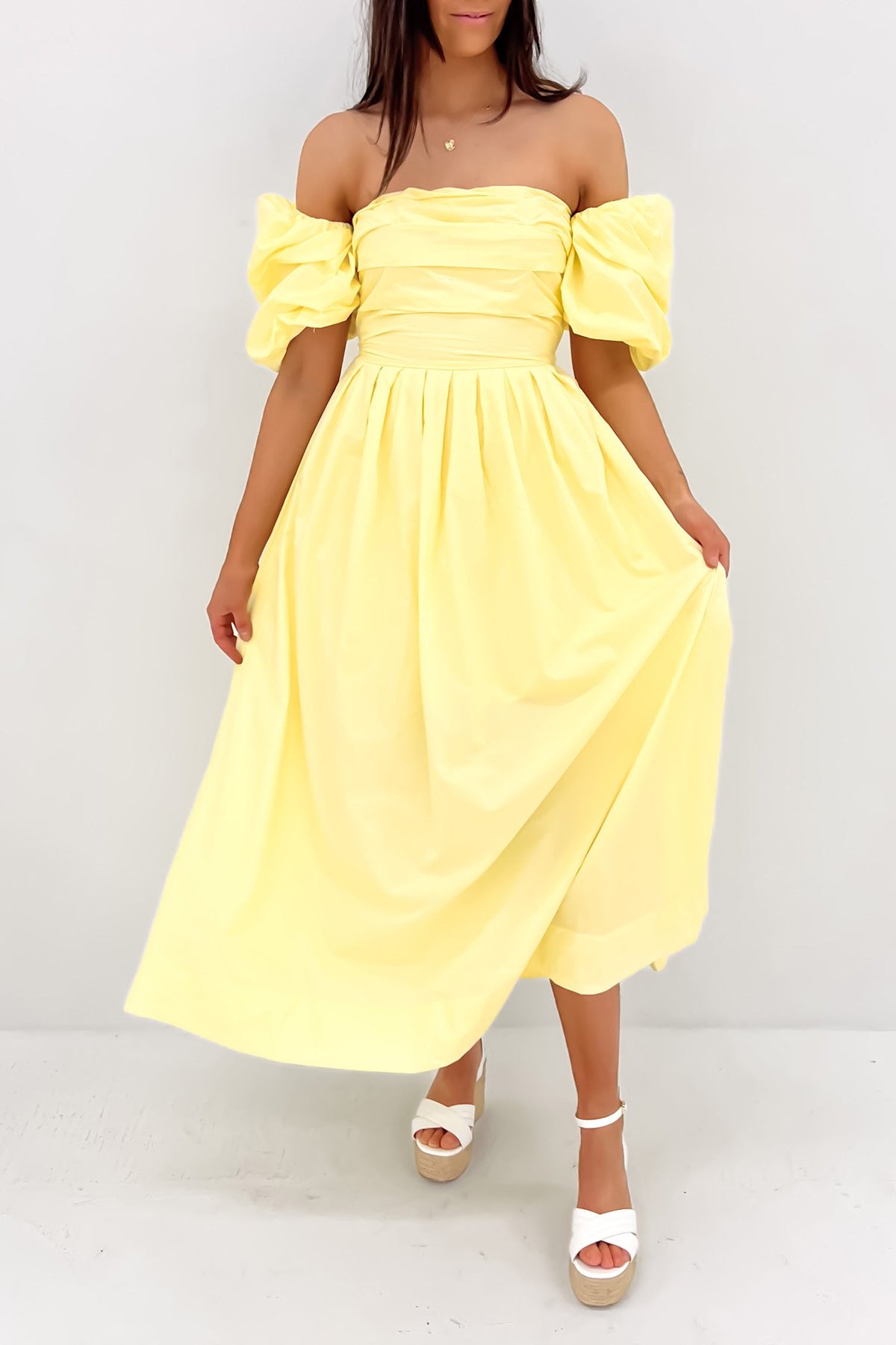 Bright yellow midi dress hotsell