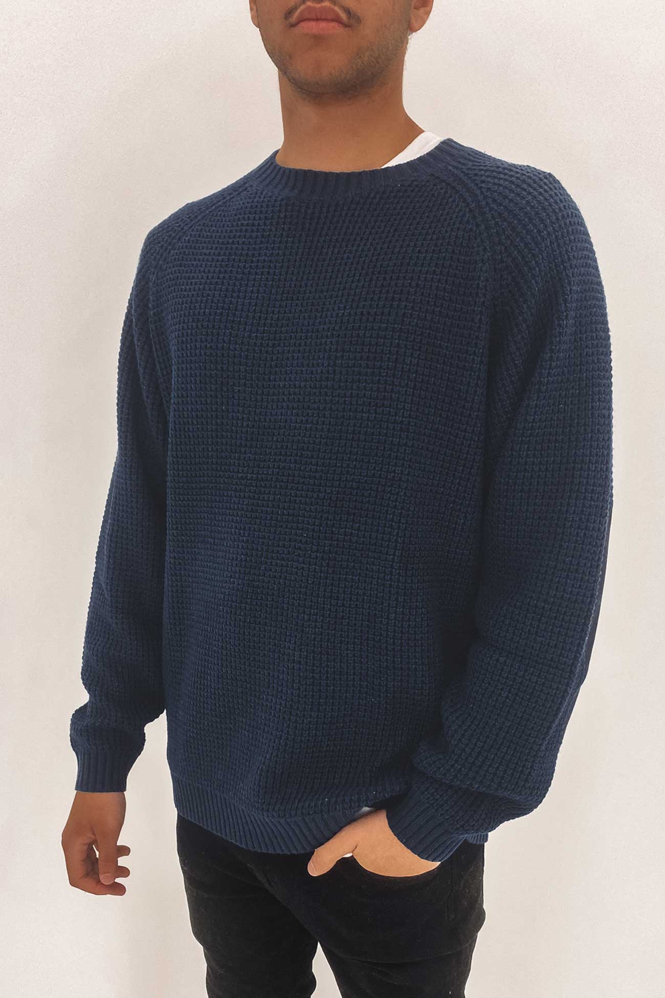 Disposal Crew Neck Knit Navy Blue