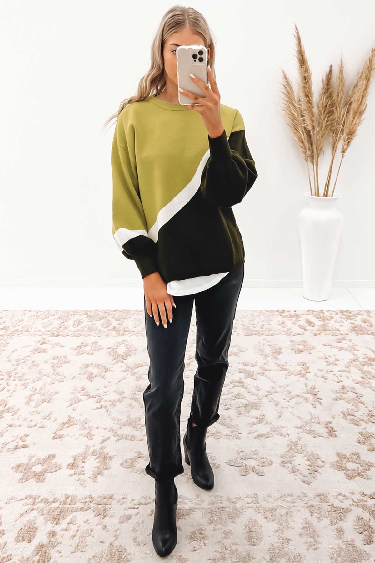 Green balloon sales sleeve sweater