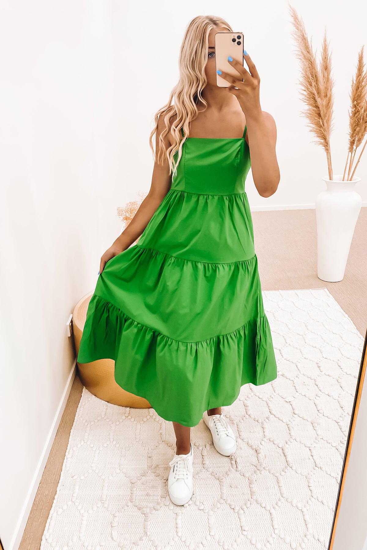 Green tiered maxi dress best sale