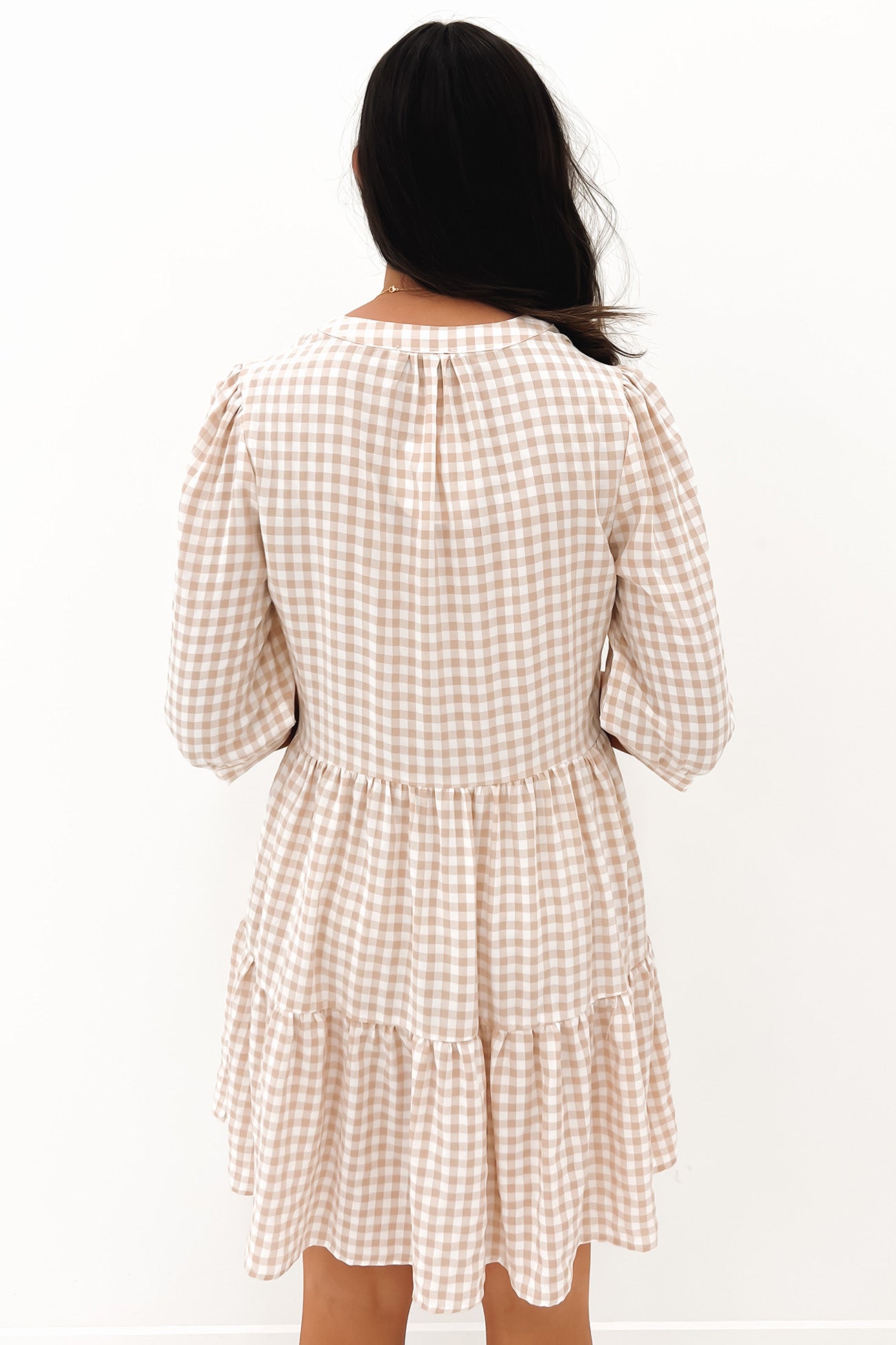 Ella Mini Dress Beige Check