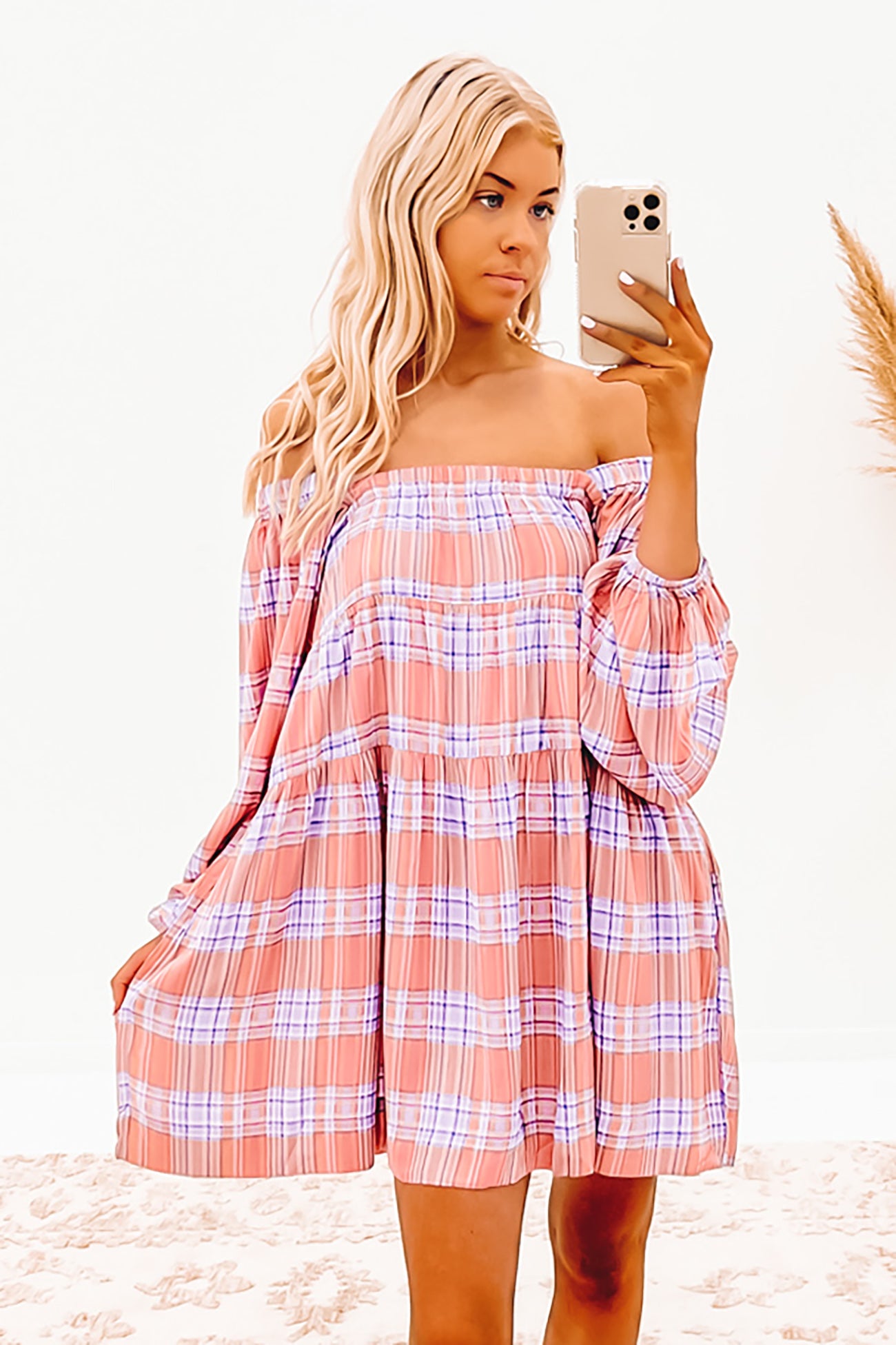 Ellen Mini Dress Pink Check