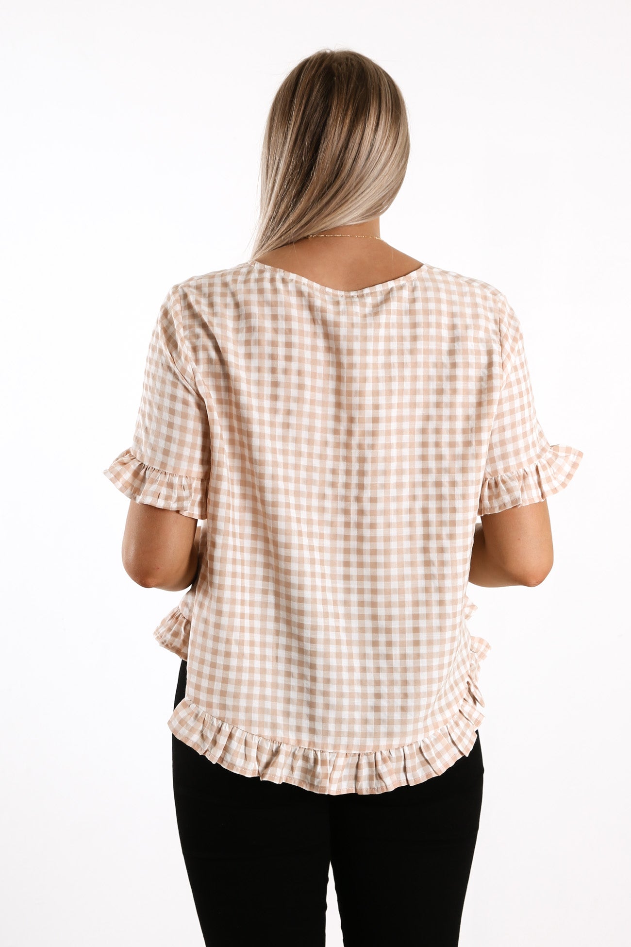 Ellis Gingham Top Nude