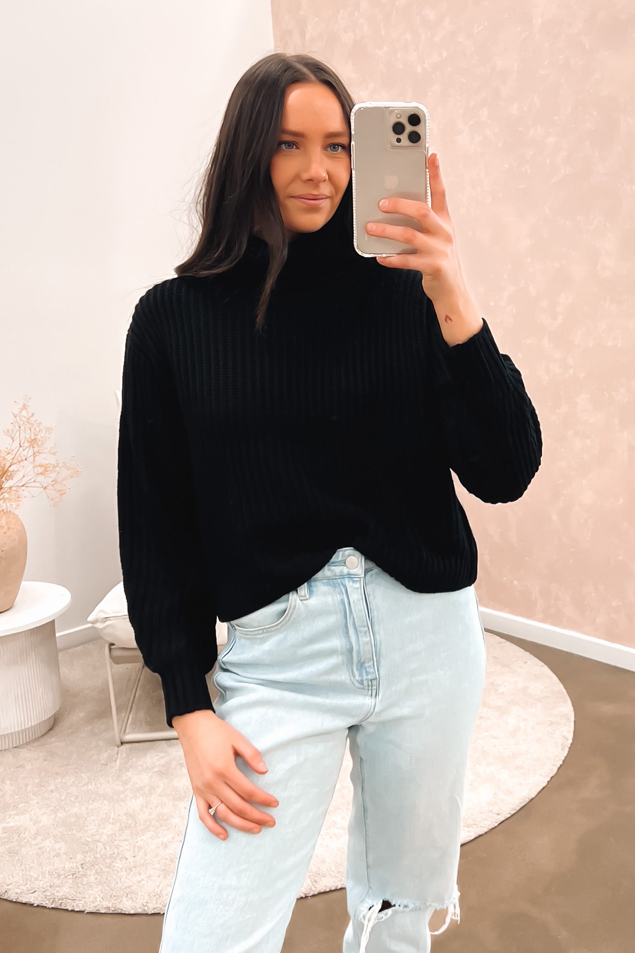 Elodie Roll Neck Knit Black