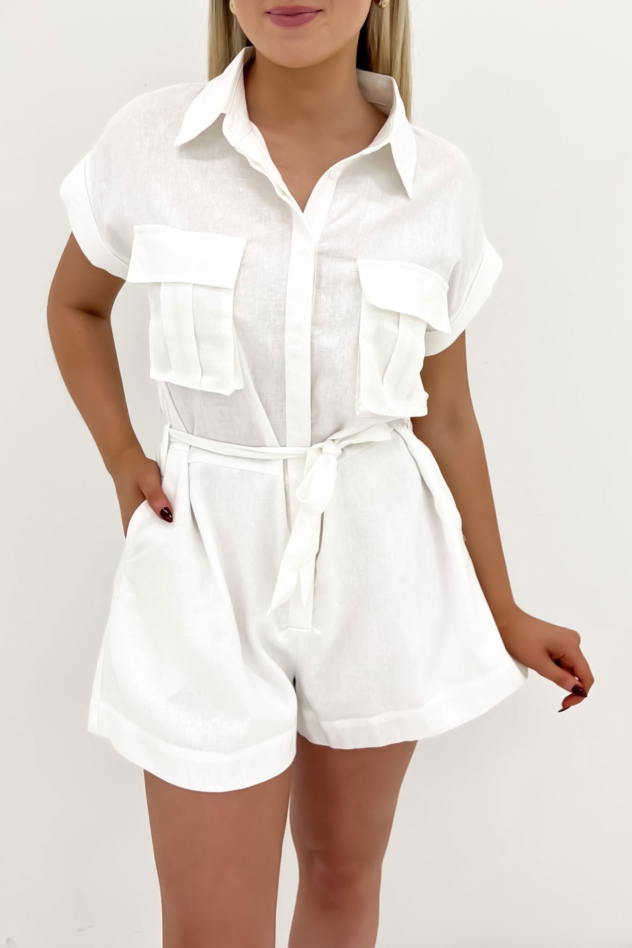 Ema Playsuit White